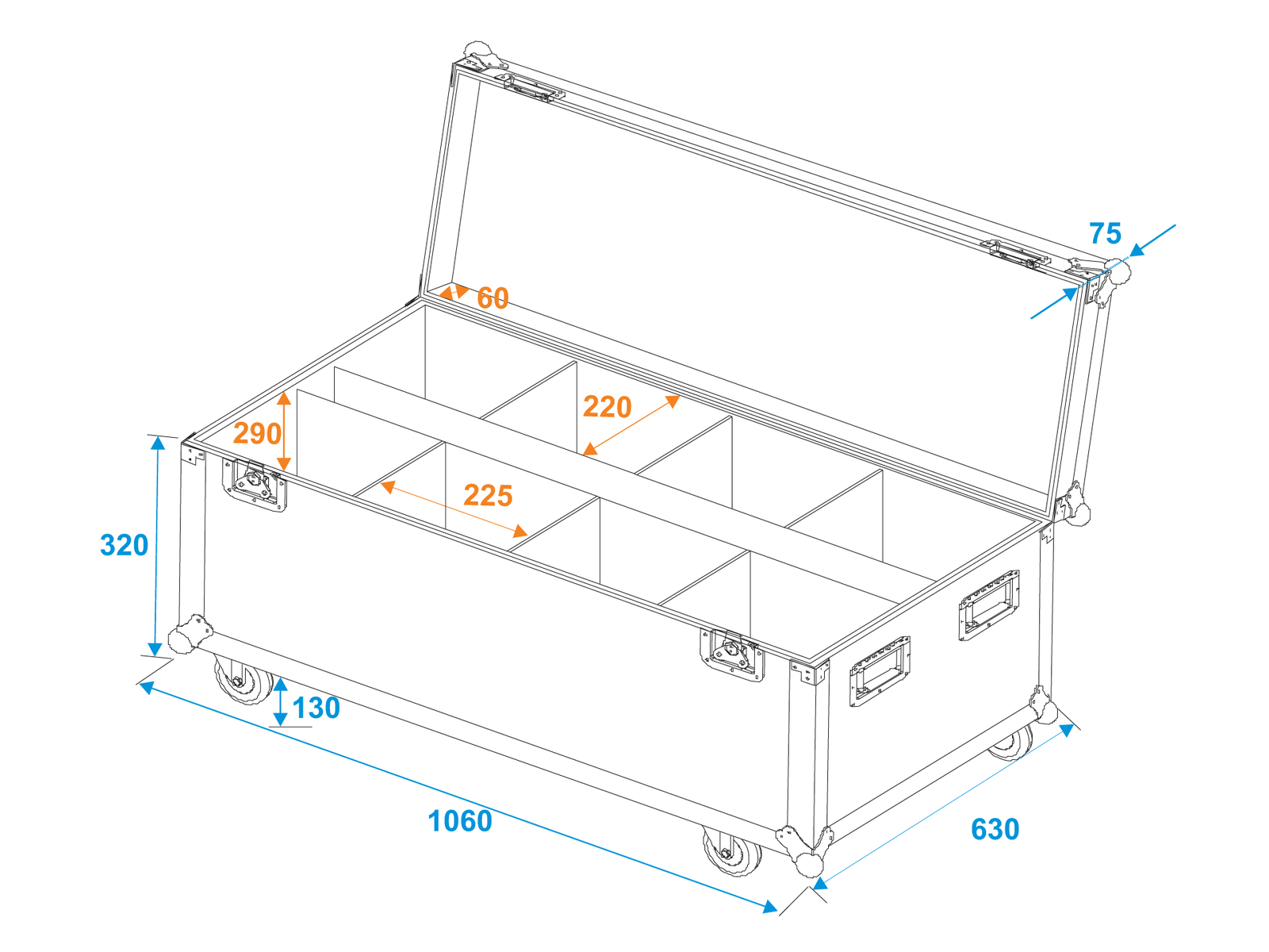 ROADINGER Flightcase 8x LED IP PAR 7x8W QCL/7x9W SCL mit Rollen ROADINGER Flightcase 8x LED IP PAR 7x8W QCL/7x9W SCL mit Rollen