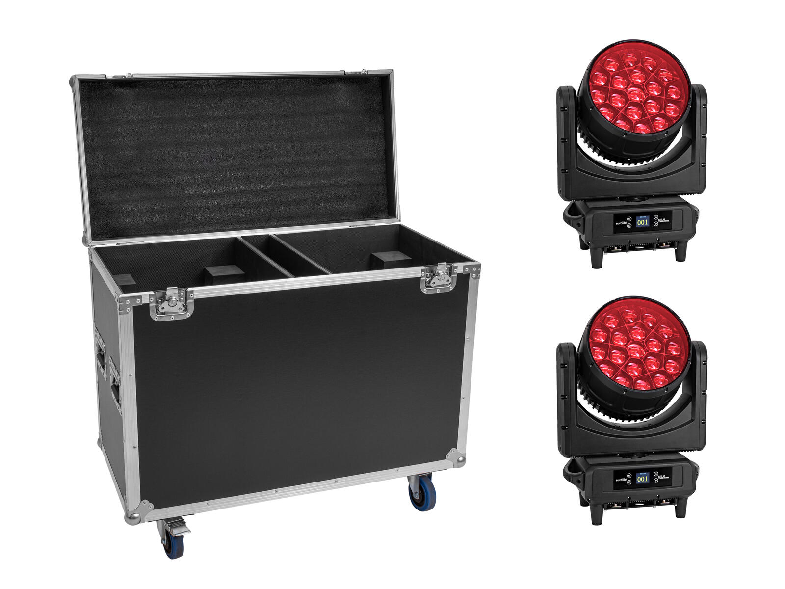 EUROLITE Set 2x LED IP TMH-H760 + Case mit Rollen EUROLITE Set 2x LED IP TMH-H760 + Case mit Rollen