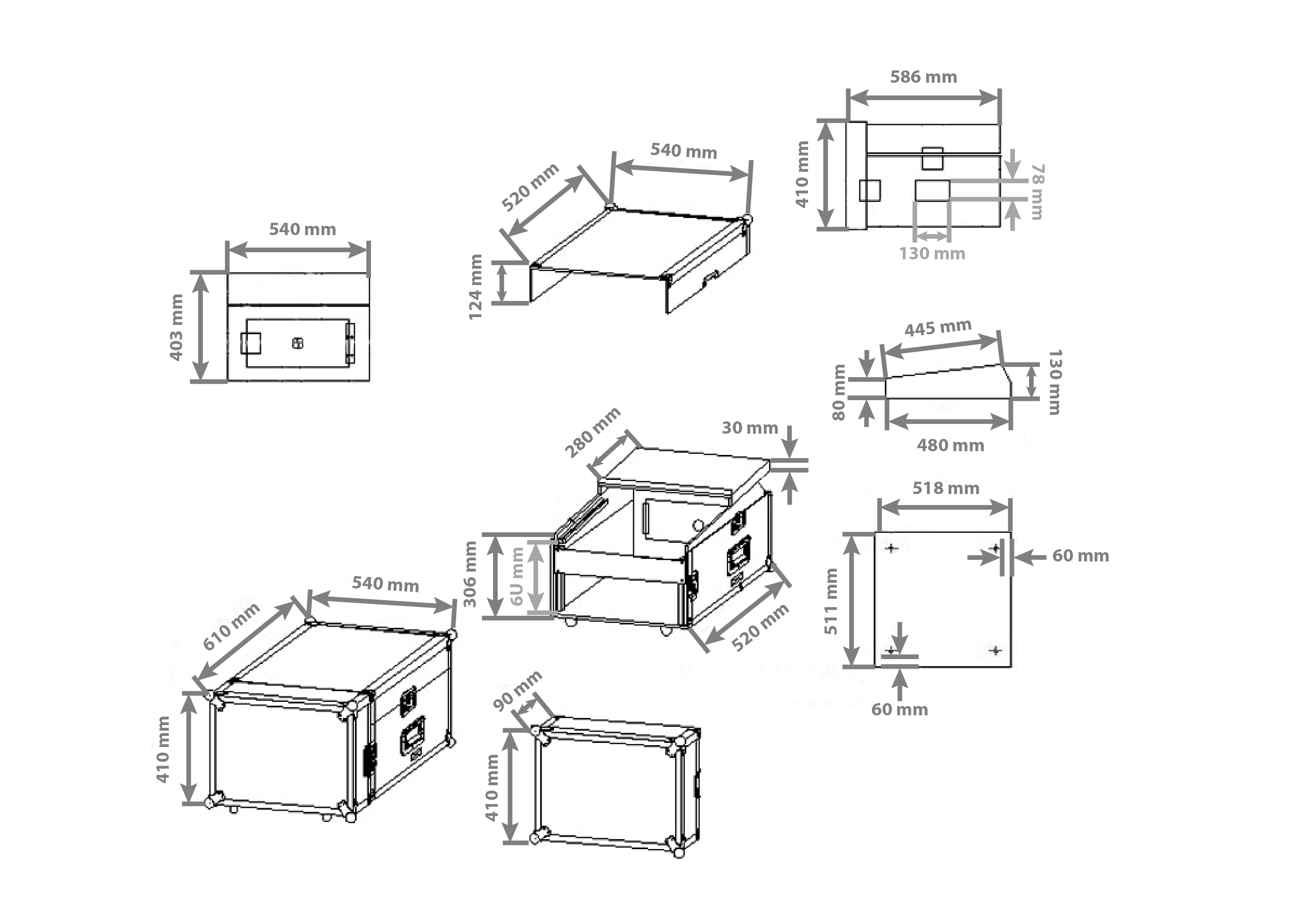 Case 6HE/8HE Winkelrack mit Laptop Ablage Case 6HE/8HE Winkelrack mit Laptop Ablage