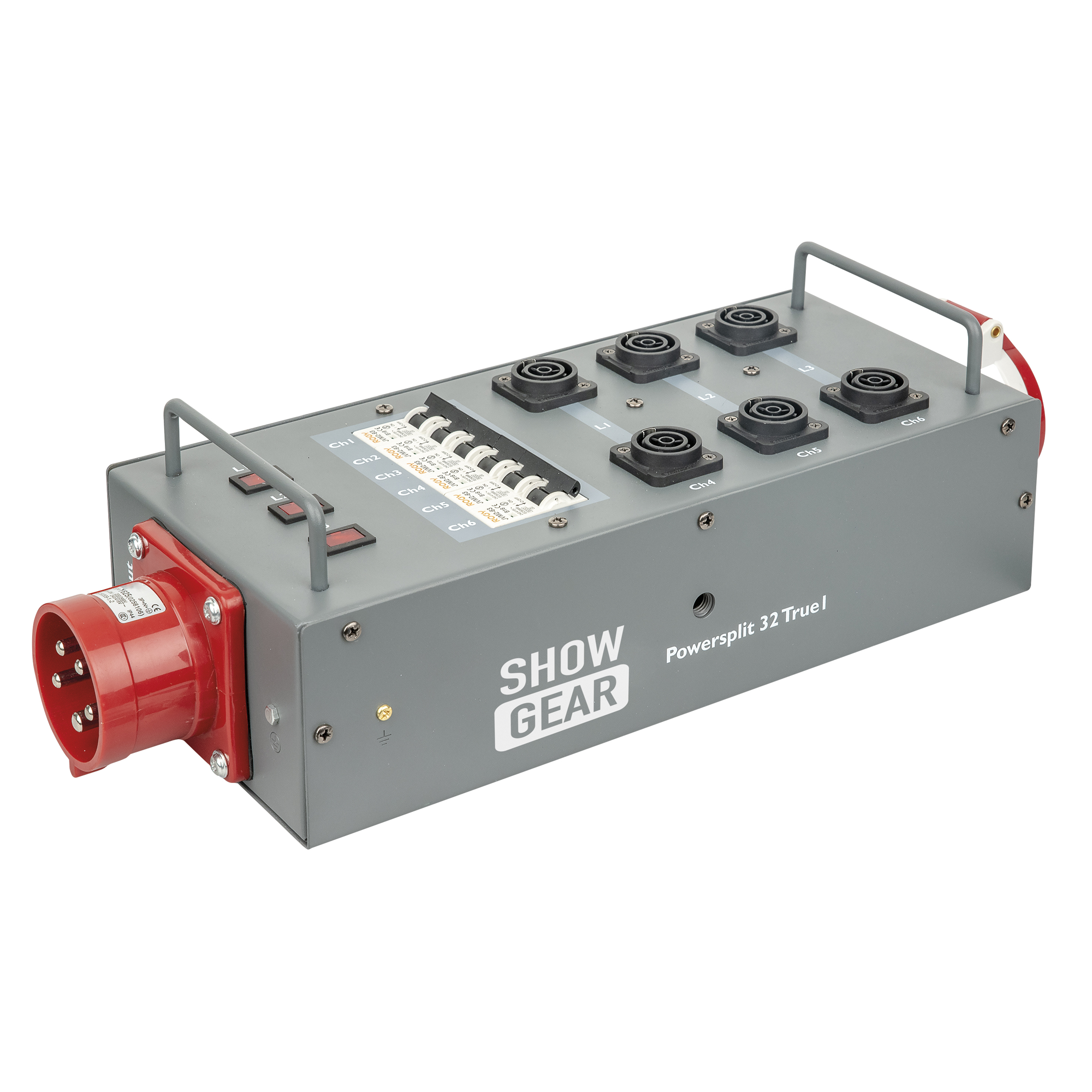 SHOWGEAR Power Split 32 True CEE 32 A 6x Power Pro True - 1x CEE 32 A 5P Powersplit mit Sicherung - CEE zu ProPower True1