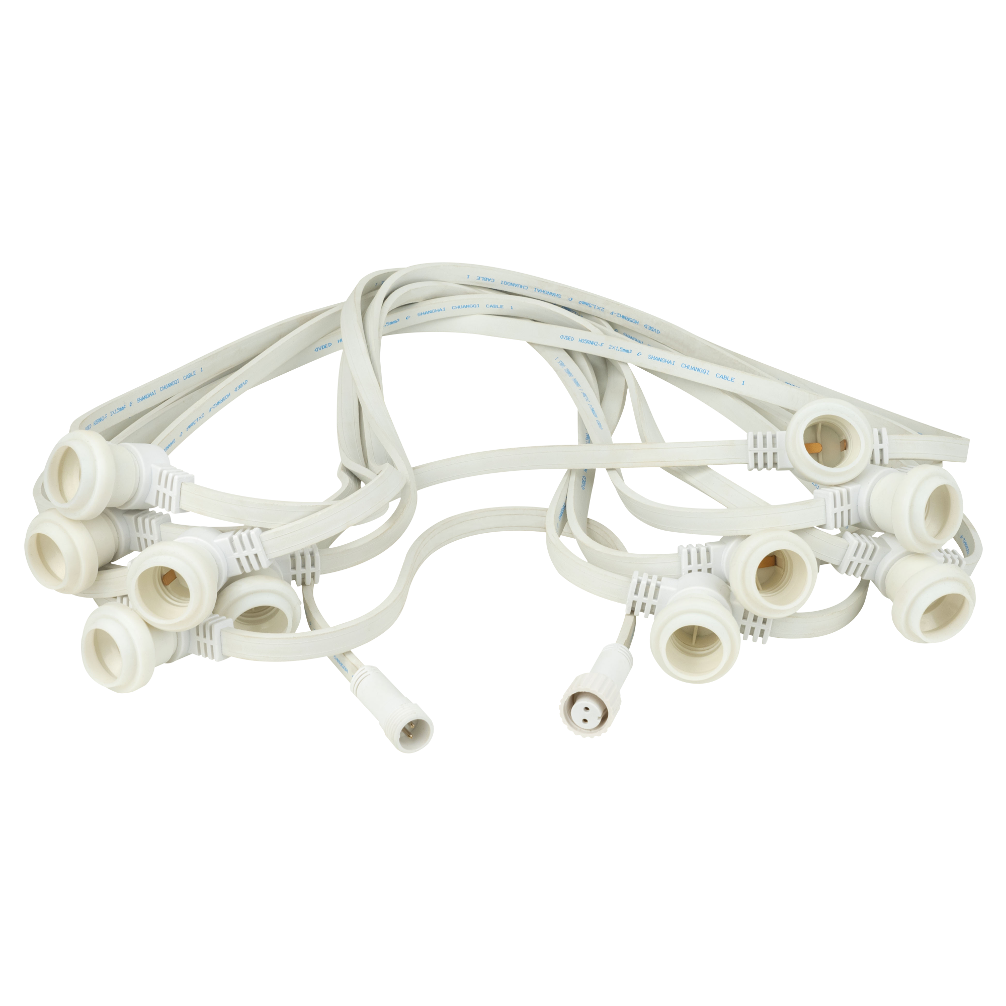 SHOWGEAR Festoon Light E27 White, 10M 100 cm Abstand - weiß - 10 m