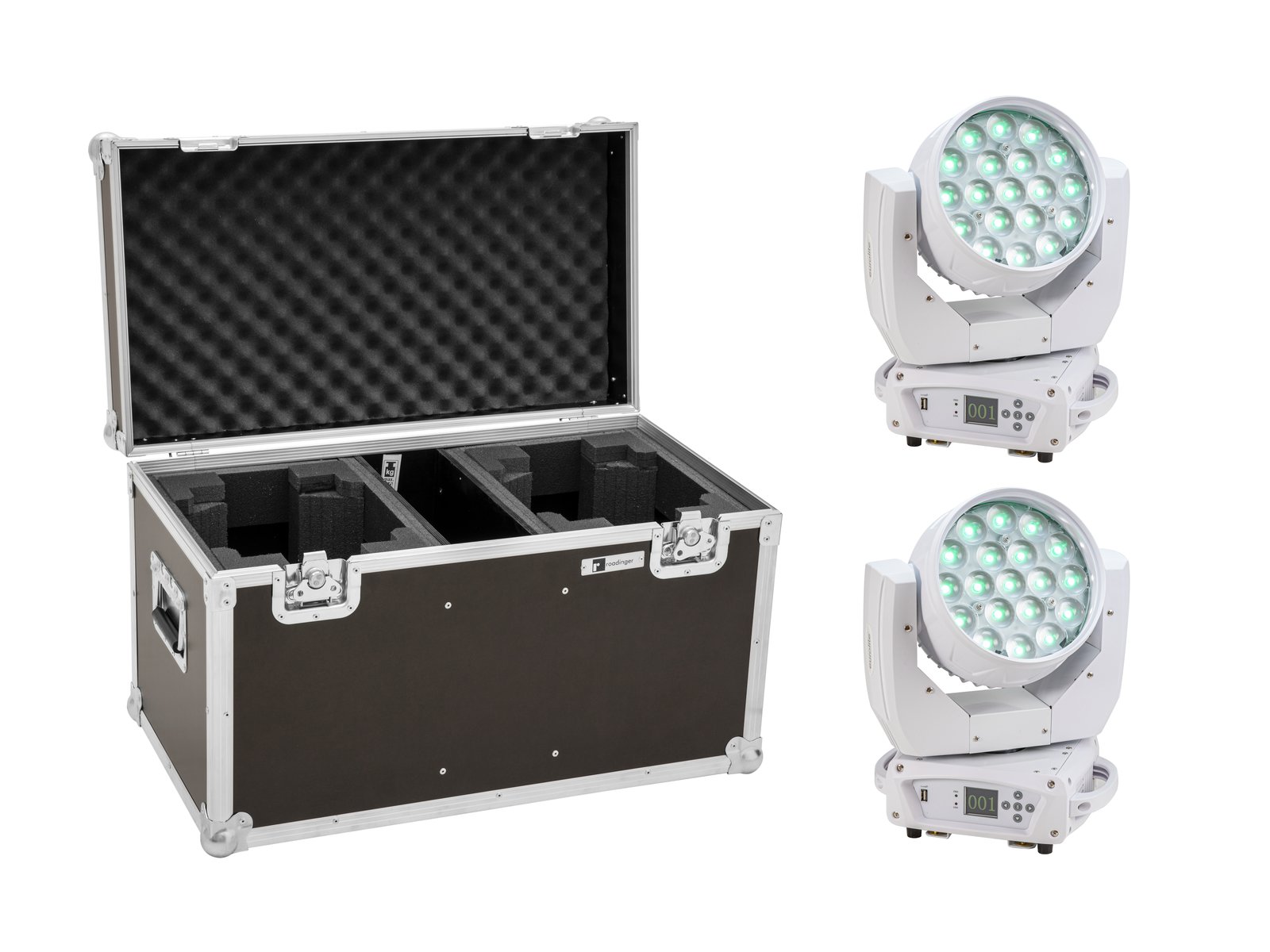 EUROLITE Set 2x LED TMH-X4 Moving-Head Wash Zoom ws + Case