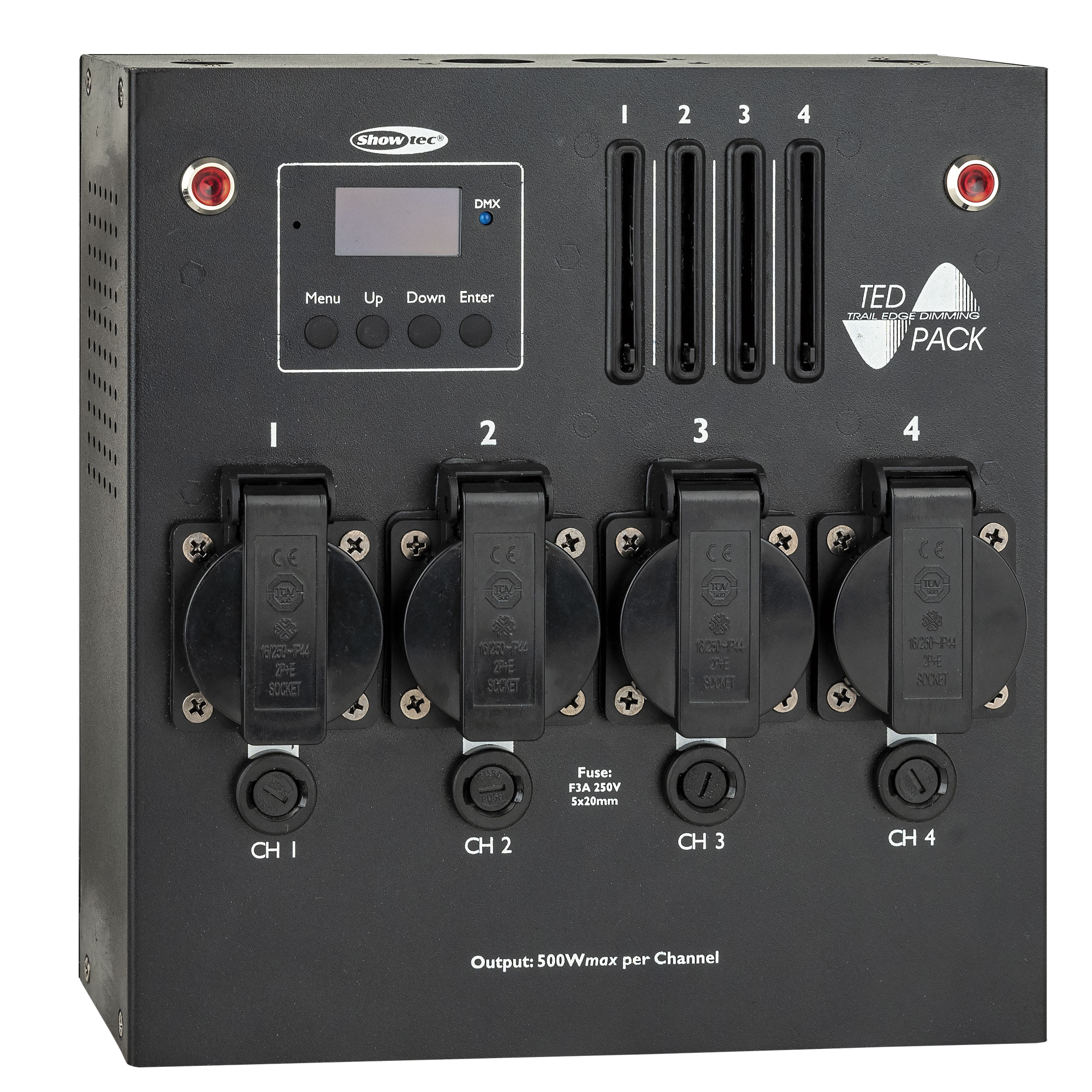 SHOWTEC TED Pack LC 4-Channel Dimmer Pack with local control 4-Kanal Dimmerpack mit lokaler Steuerung SHOWTEC TED Pack LC 4-Channel Dimmer Pack with local control 4-Kanal Dimmerpack mit lokaler Steuerung