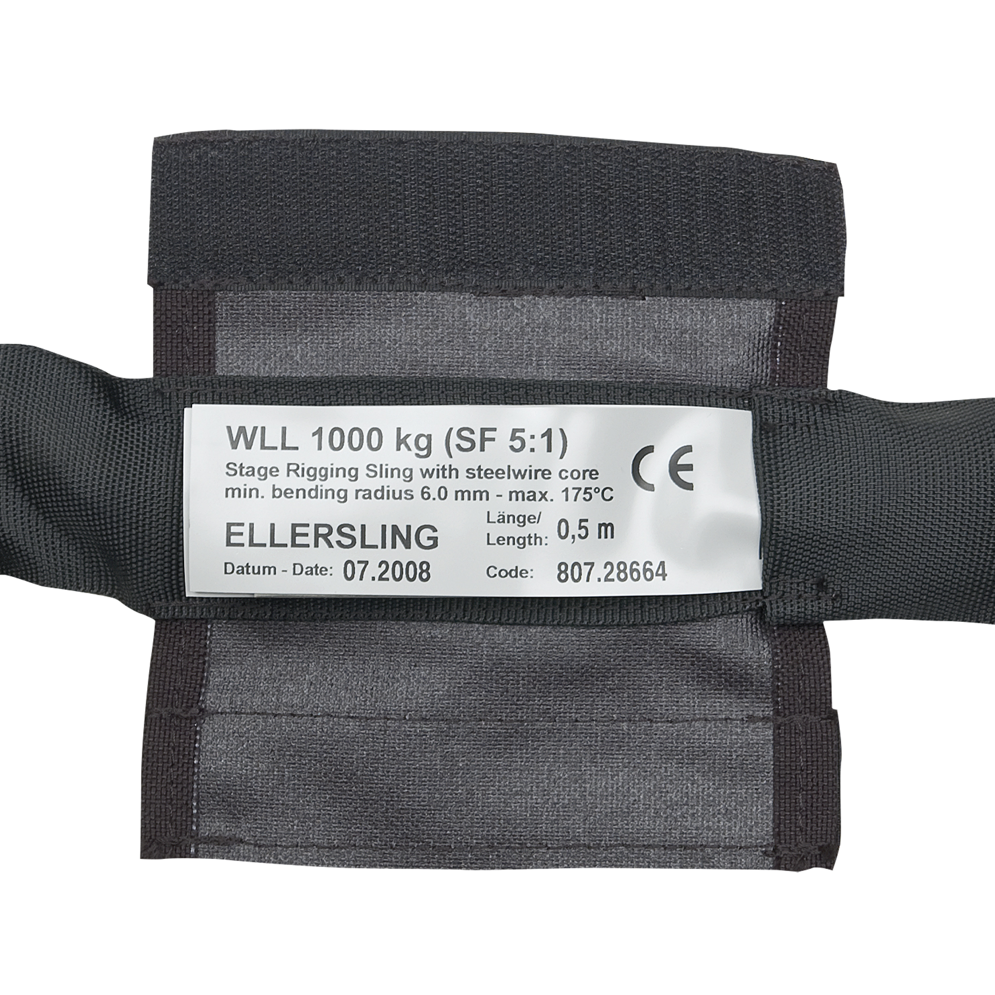 ELLER Steel Sling 1 Ton WLL - Black Working length 0.5 m Arbeitslänge 0,5 m