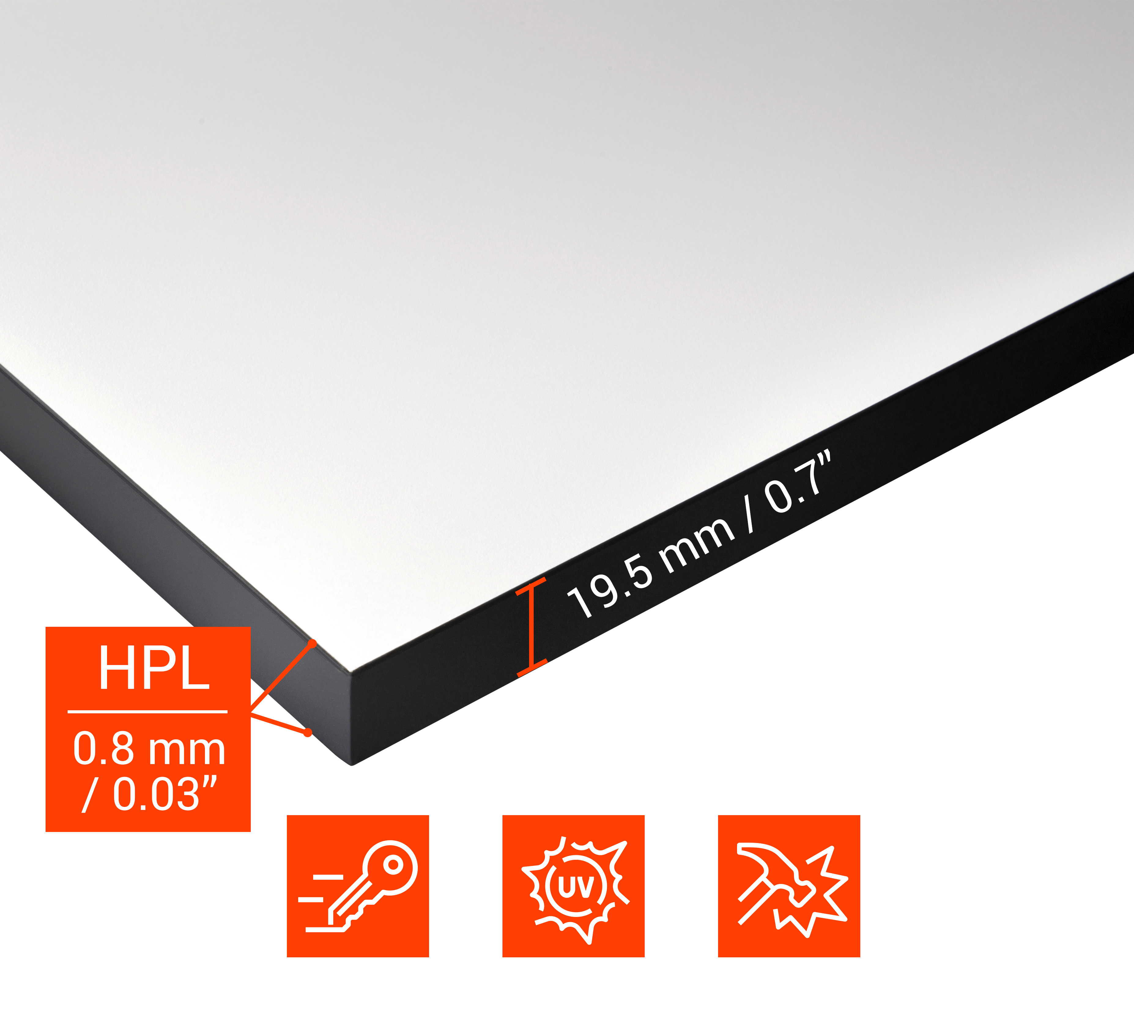 celexon HPL Tischplatte 150 x 75 cm, weiß