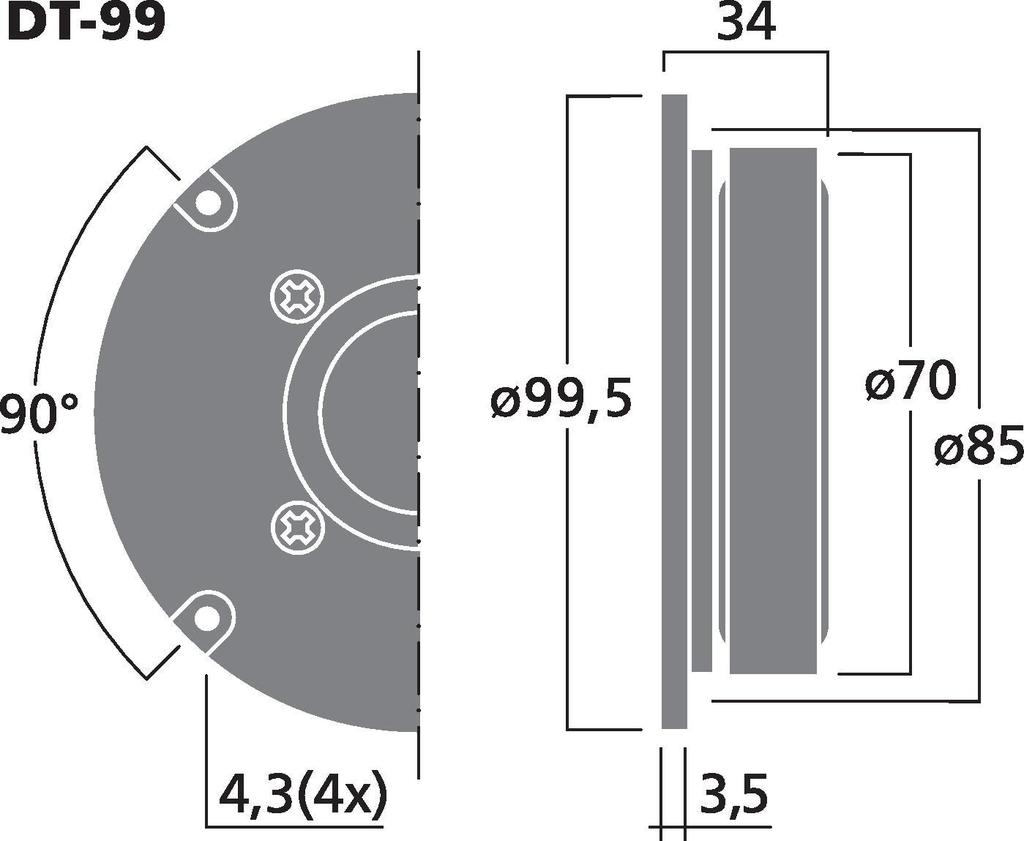 MONACOR DT-99 Hi-Fi-Kalottenhochtöner, 40 W, 8 Ω
