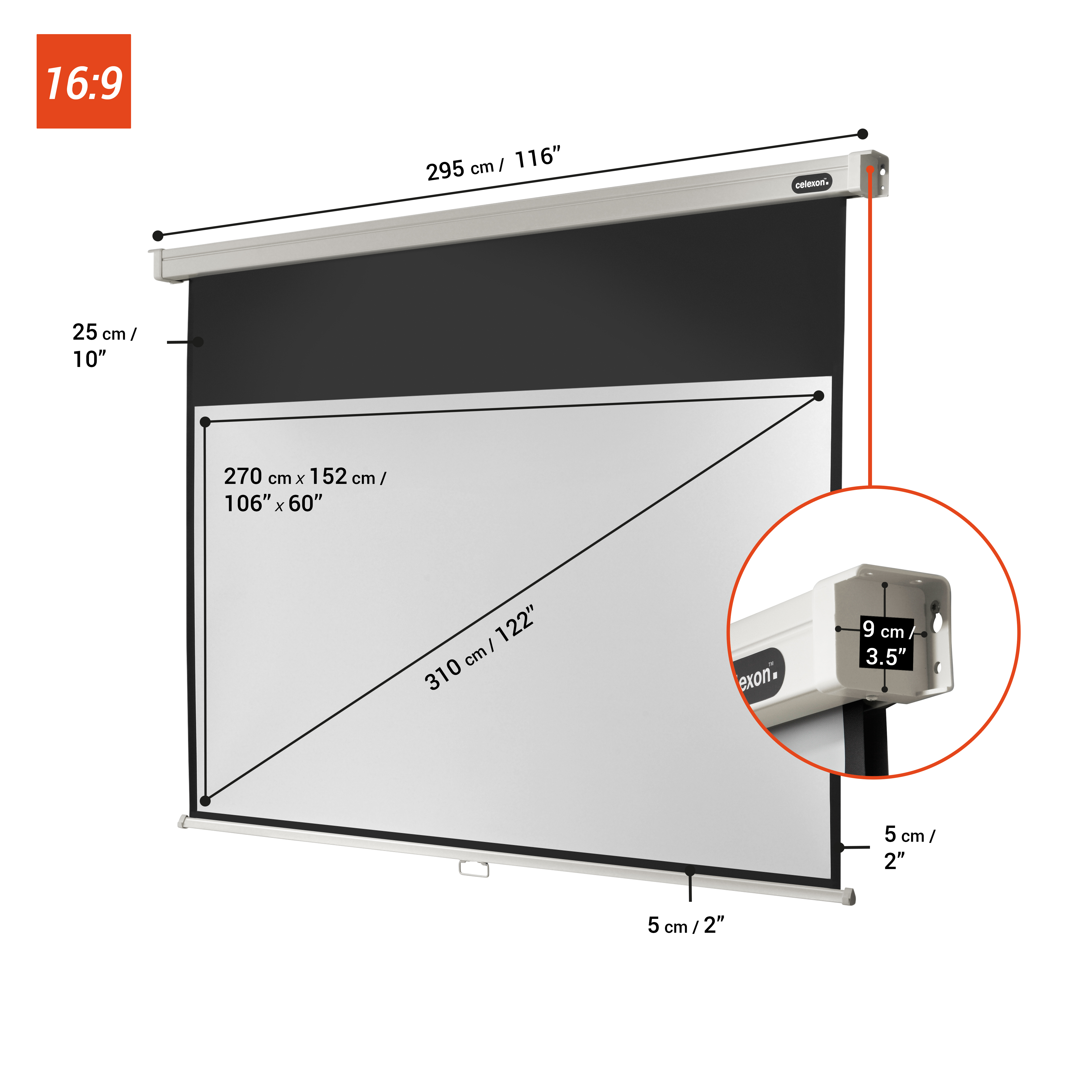 celexon Leinwand Rollo Professional 280 x 158 cm
