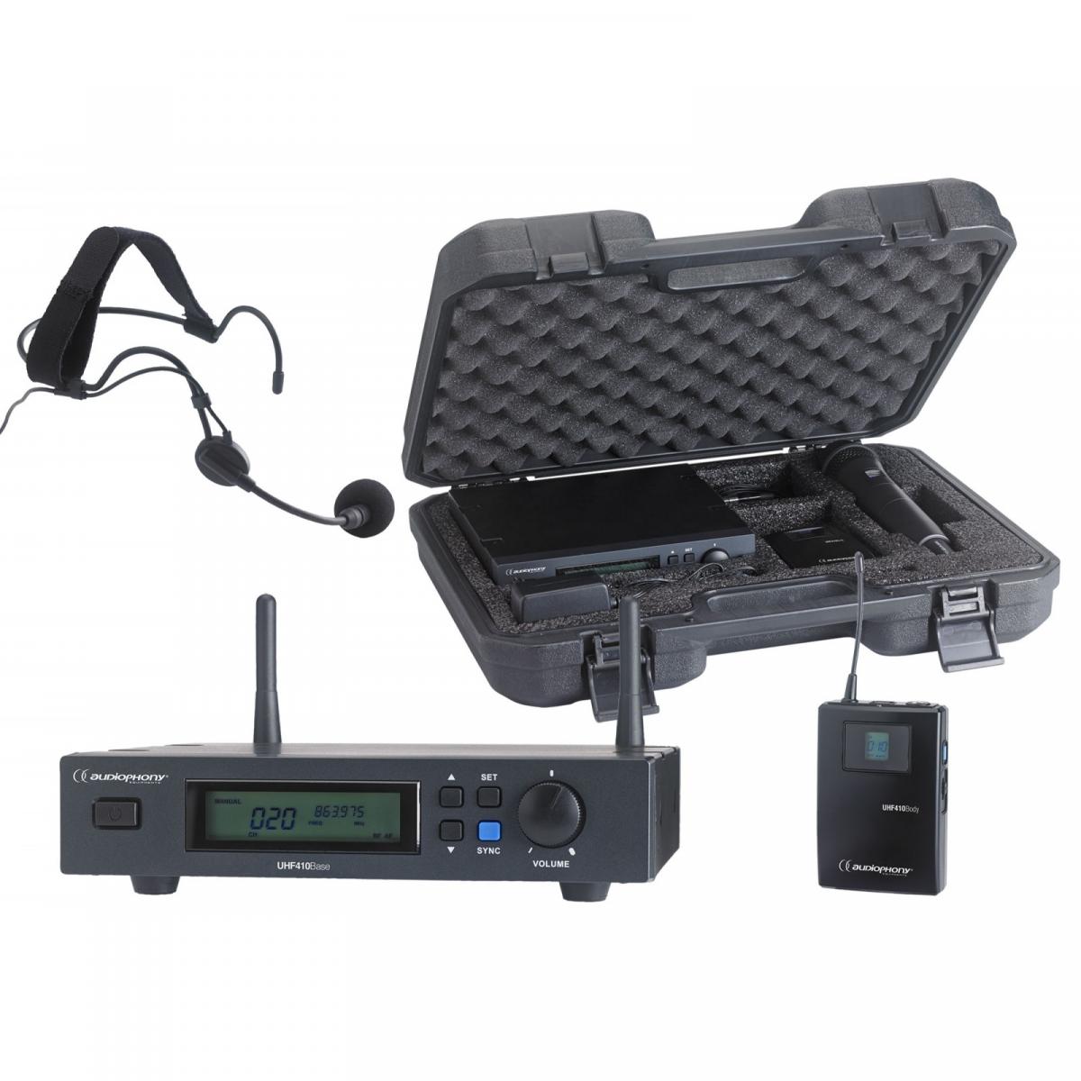 Audiophony PACK-UHF410-HEAD-F5 Funkmikrofon Set UHF mit Handsender Audiophony PACK-UHF410-HEAD-F5 Funkmikrofon Set UHF mit Handsender