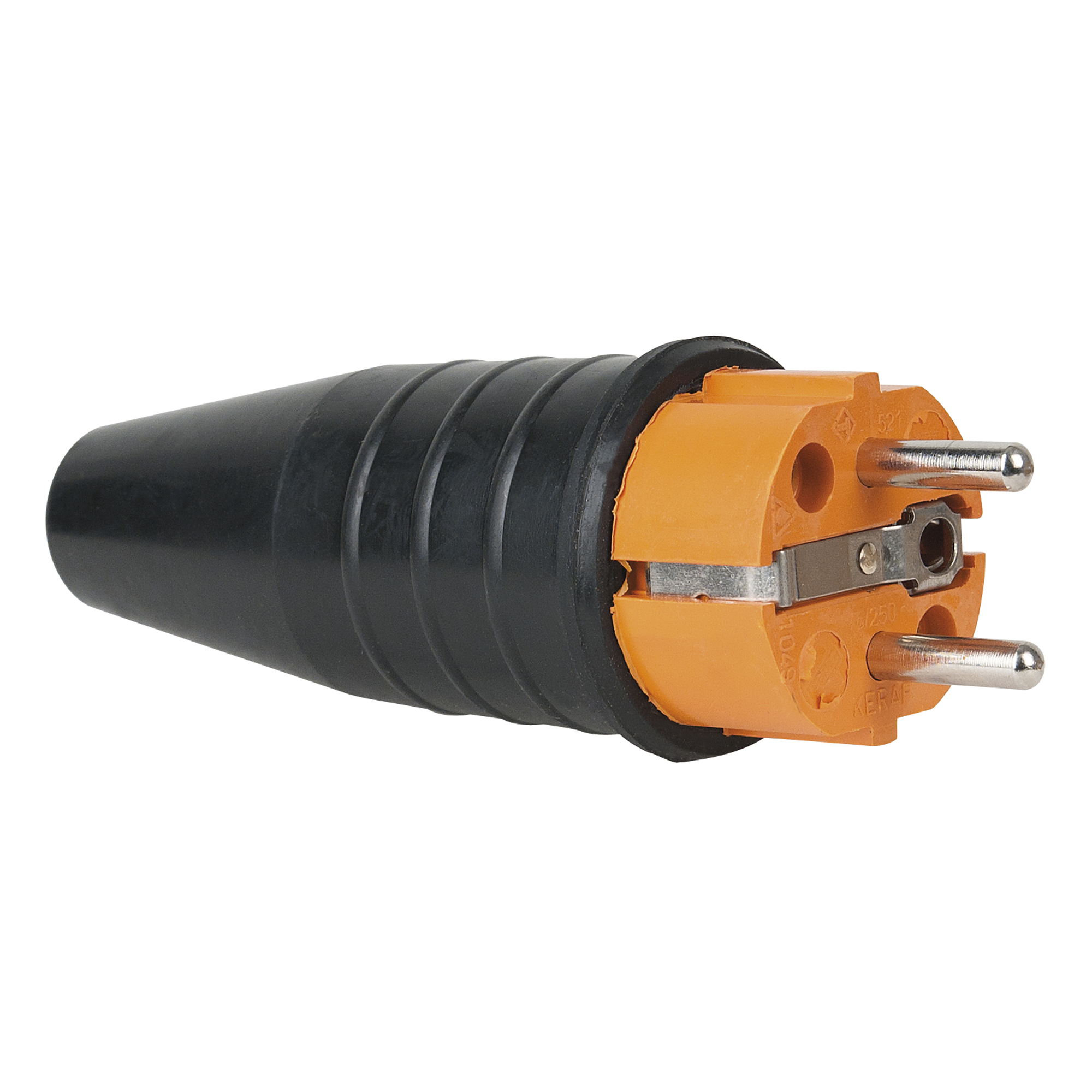 PCE Rubber Schuko Connector Male Orange - 240 V - CEE 7/VII - 16 A Orange - 240 V - CEE 7/VII - 16 A