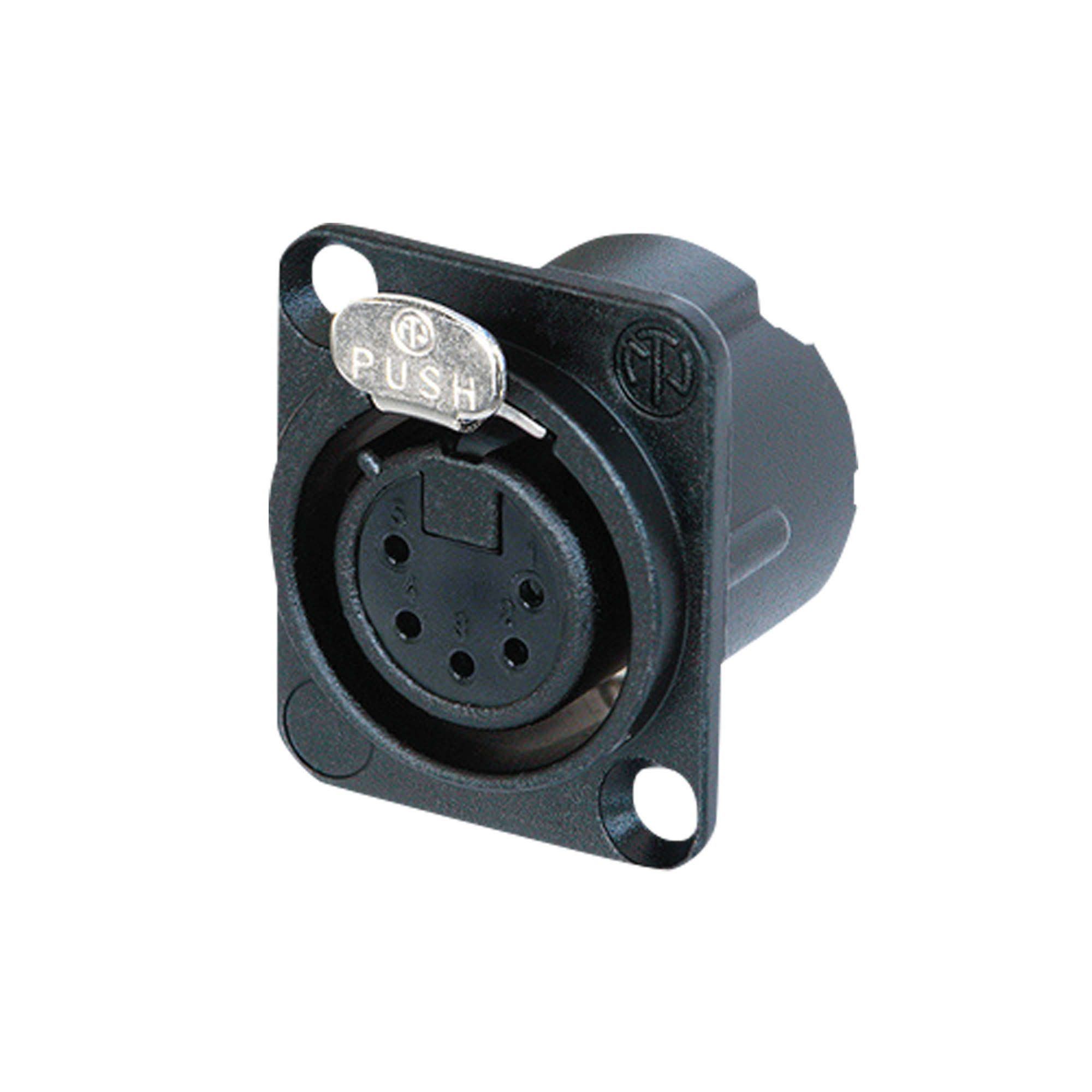 NEUTRIK XLR 5P Chassis - female Silberkontakte - schwarz - Metallgehäuse