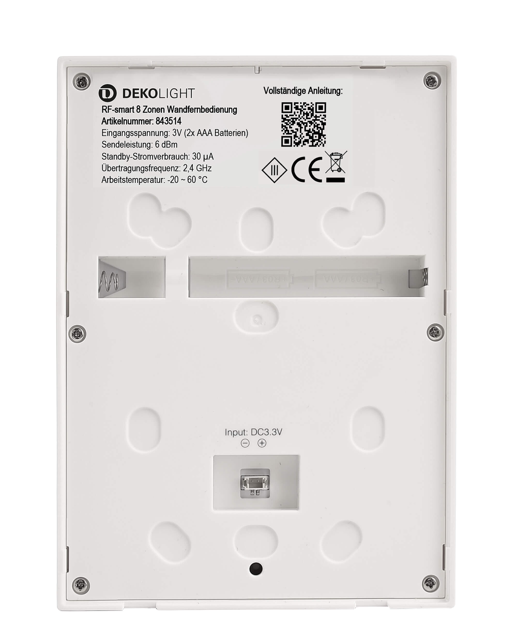 RF-smart, Wandfernb., weiß, 8 Zo, Single/CCT/RGB/RGBW/RGB+CCT