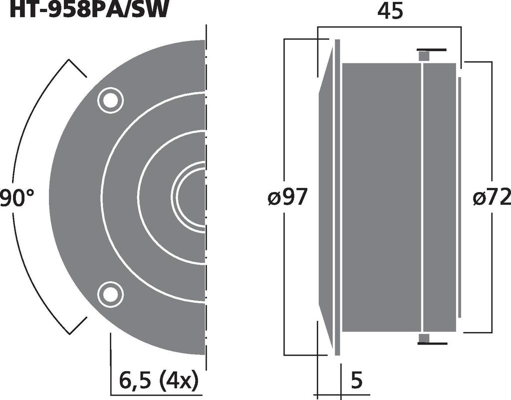 MONACOR HT-958PA/SW Ringradiator-Hochtöner, 30 W, 8 Ω