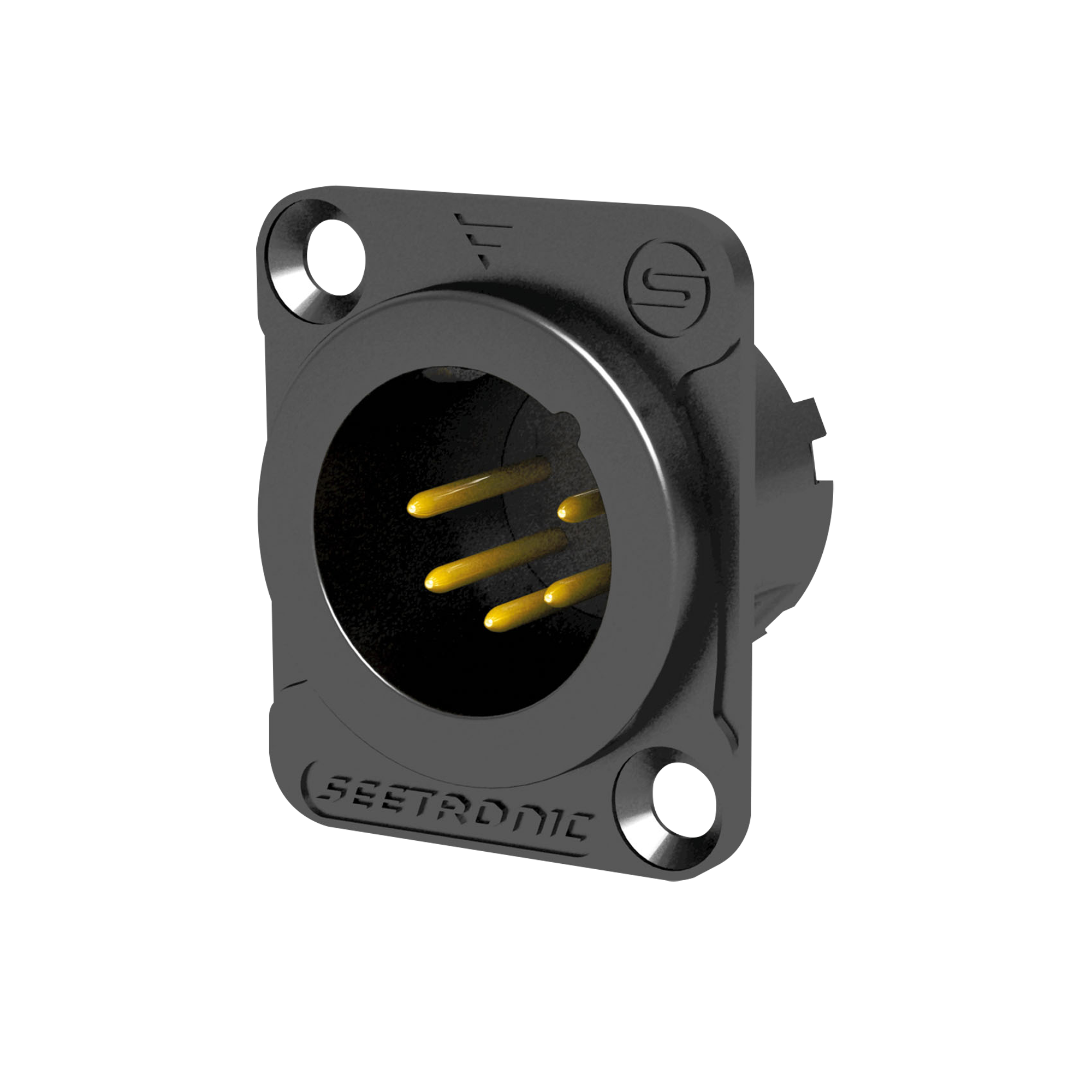 SEETRONIC XLR 5P Chassis - male Goldkontakte - schwarzes Gehäuse