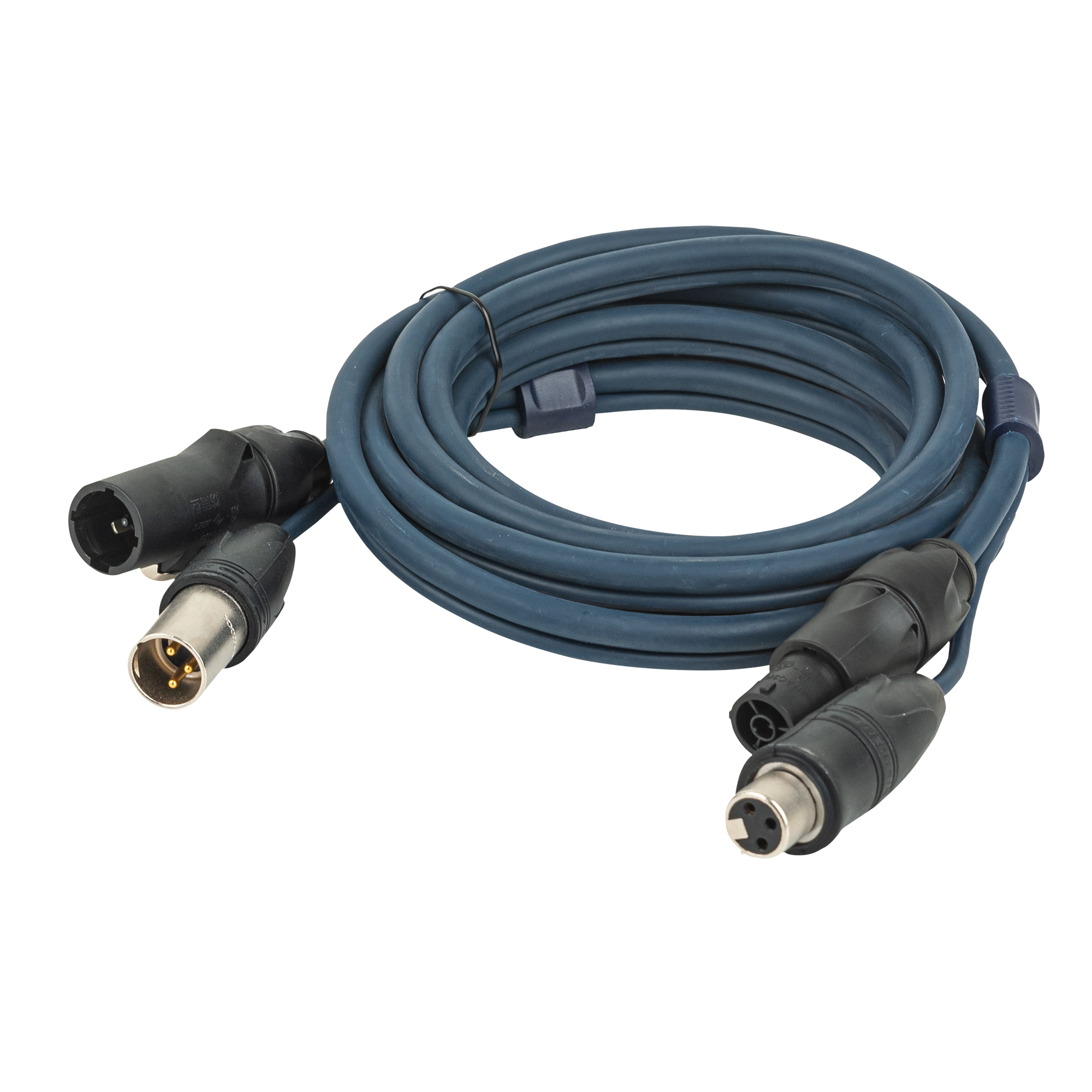 DAP FP-15 Hybrid Cable - powerCON TRUE1 & 3-pin XLR IP - DMX / Power 15 m 15 m - blau