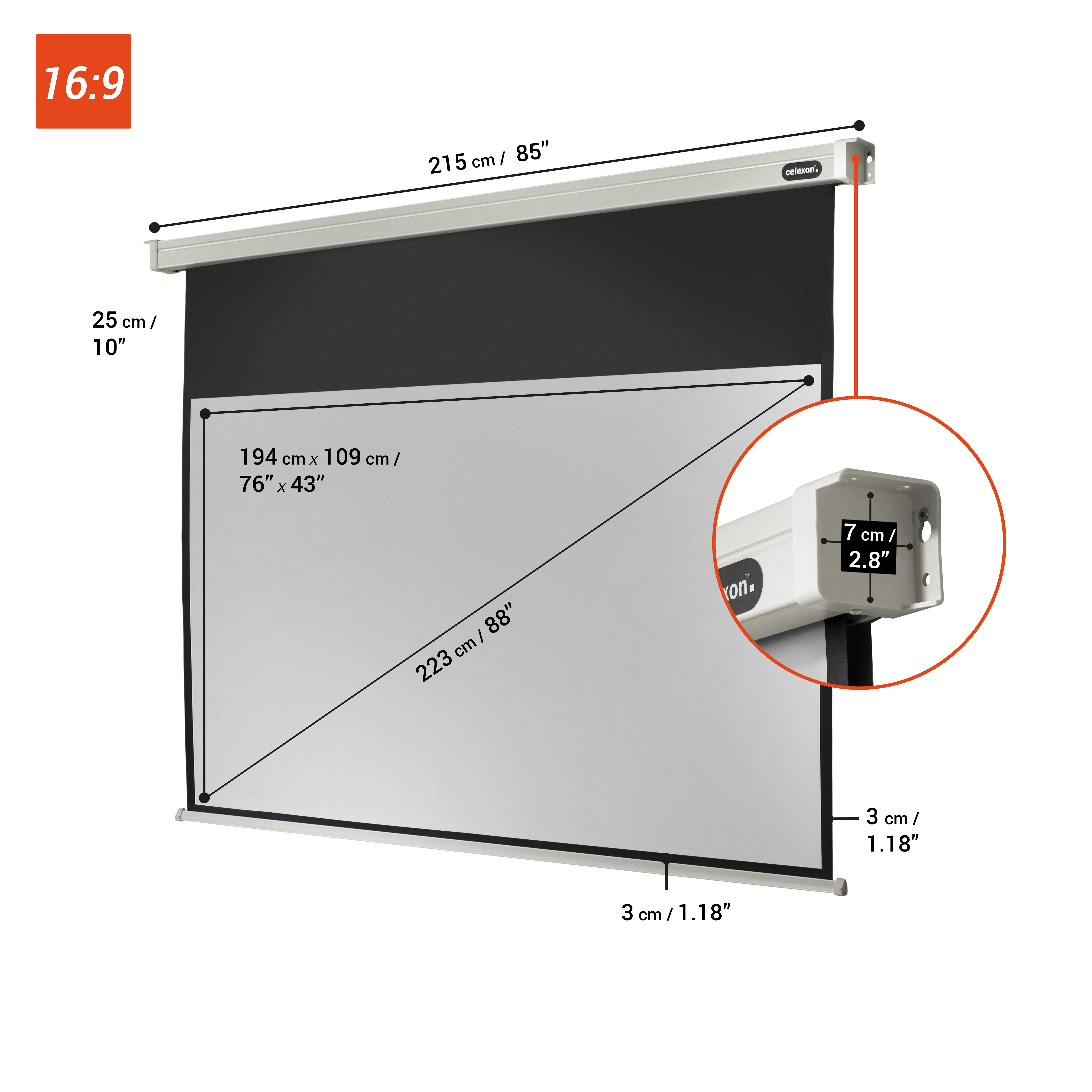 celexon Leinwand Motor Professional 200 x 113 cm