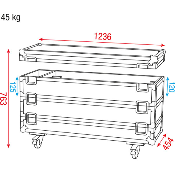 SHOWTEC Case for 12x Sunstrip Active 3 stapelbare Fächer mit Zubehörfach SHOWTEC Case for 12x Sunstrip Active 3 stapelbare Fächer mit Zubehörfach