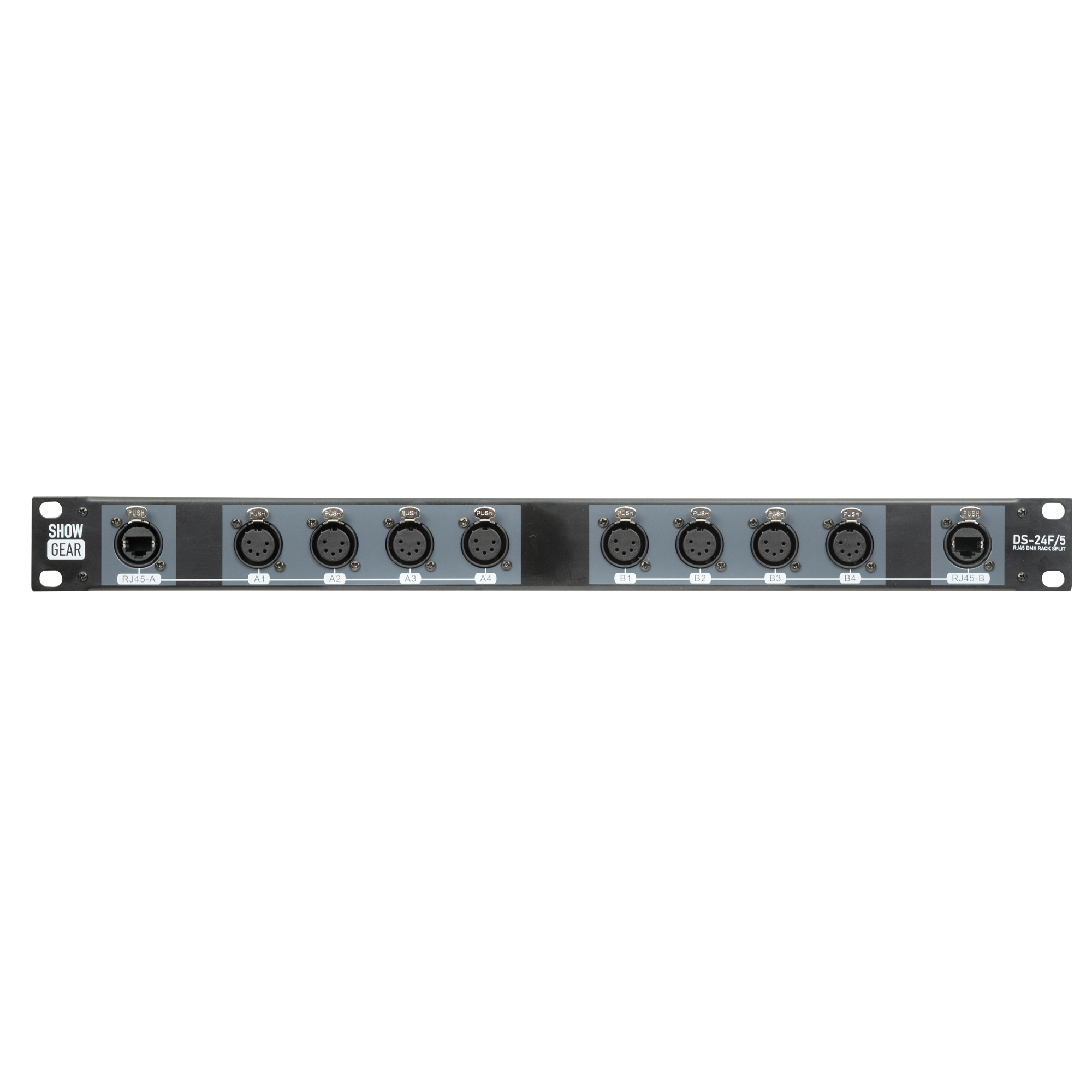 SHOWGEAR DS-24F/5 DMX Rack Split 8x 5-pin female XLR to 2x female RJ45 converter (4 universes per CAT cable) 8x 5-polige XLR-Female auf 2x RJ45-Female Konverter (4 Universen pro CAT-Kabel) SHOWGEAR DS-24F/5 DMX Rack Split 8x 5-pin female XLR to 2x female RJ45 converter (4 universes per CAT cable) 8x 5-polige XLR-Female auf 2x RJ45-Female Konverter (4 Universen pro CAT-Kabel)