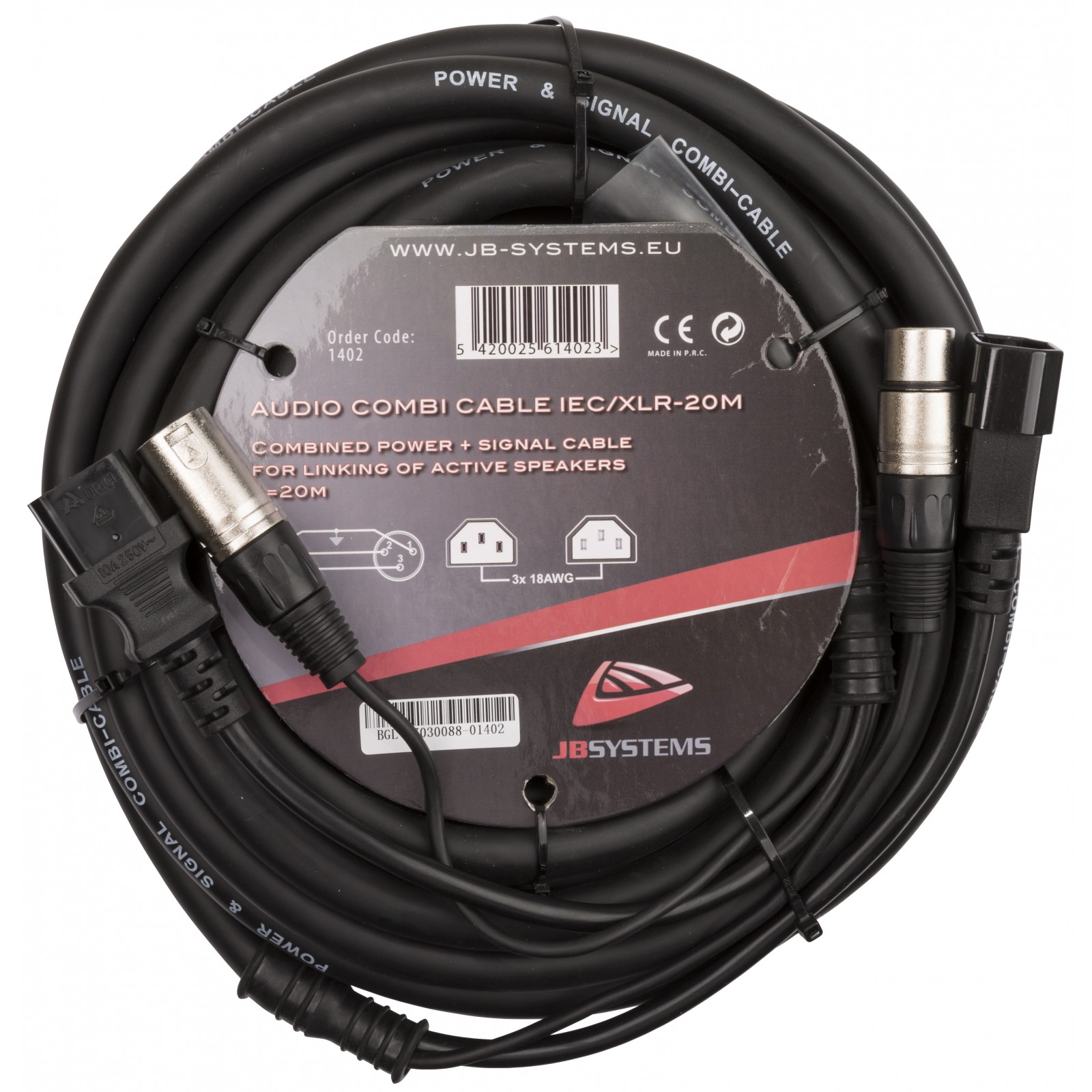 JB Systems Audio Combi Cable IEC/XLR-20M Audio/Strom Hybrid Kabel