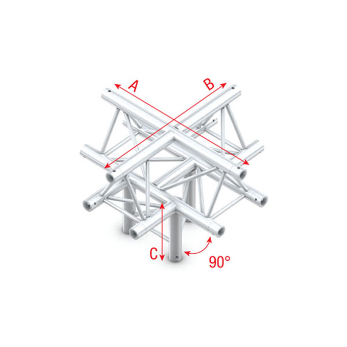 MILOS Deco-22 Triangle truss - Cross + down 5-way - apex up ACM52 - 90° corner ACM52 - 90° corner