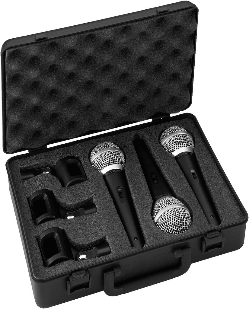 IMG STAGELINE DM-3SET Dynamisches-Vokal-Mikrofon-Set inkl. 3 Mikrofonen