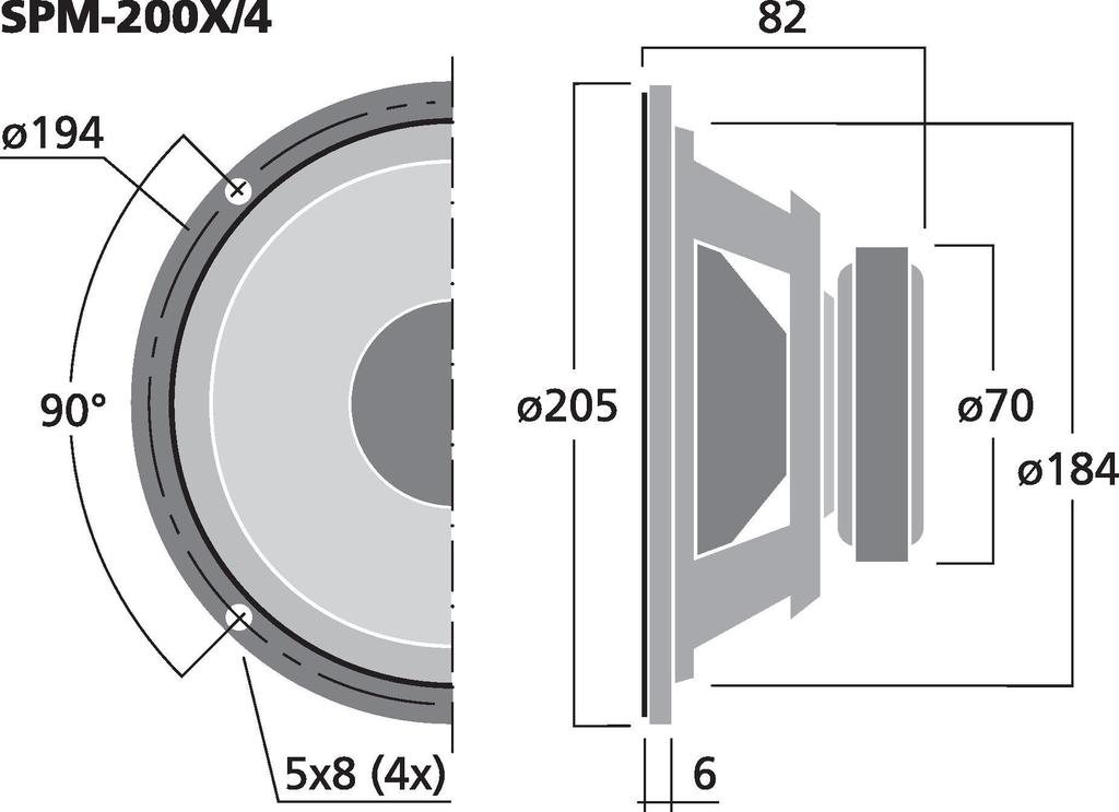 MONACOR SPM-200X/4 Breitband-Lautsprecherchassis, 30 W, 4 Ω