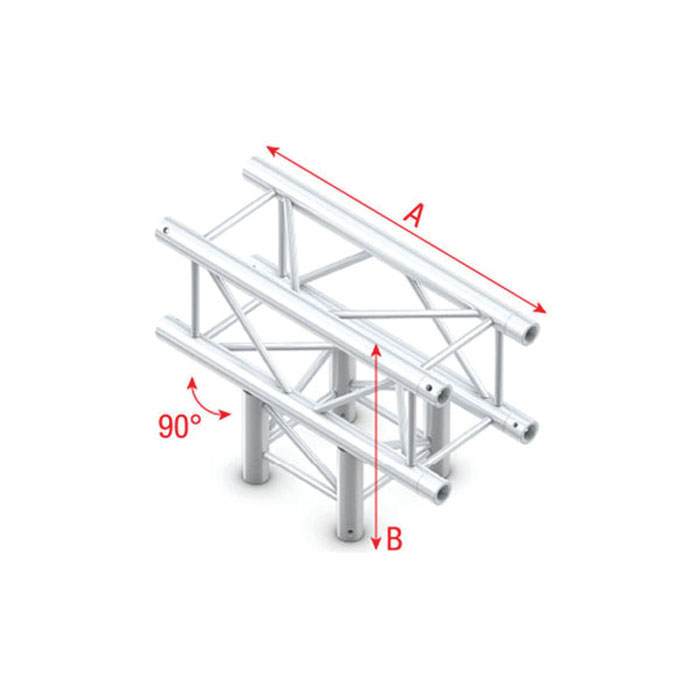 MILOS Pro-30 Square G Truss T-Cross 3-way G (Global & Euro Ø 29,0 mm compatible), Silver QTVU35 - 90° corner - heavy duty - silver - G