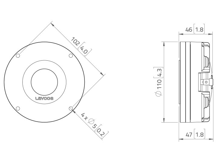 LAVOCE DN14.25T 1,4 Zoll Kompressionstreiber, Neodym LAVOCE DN14.25T 1,4 Zoll Kompressionstreiber, Neodym