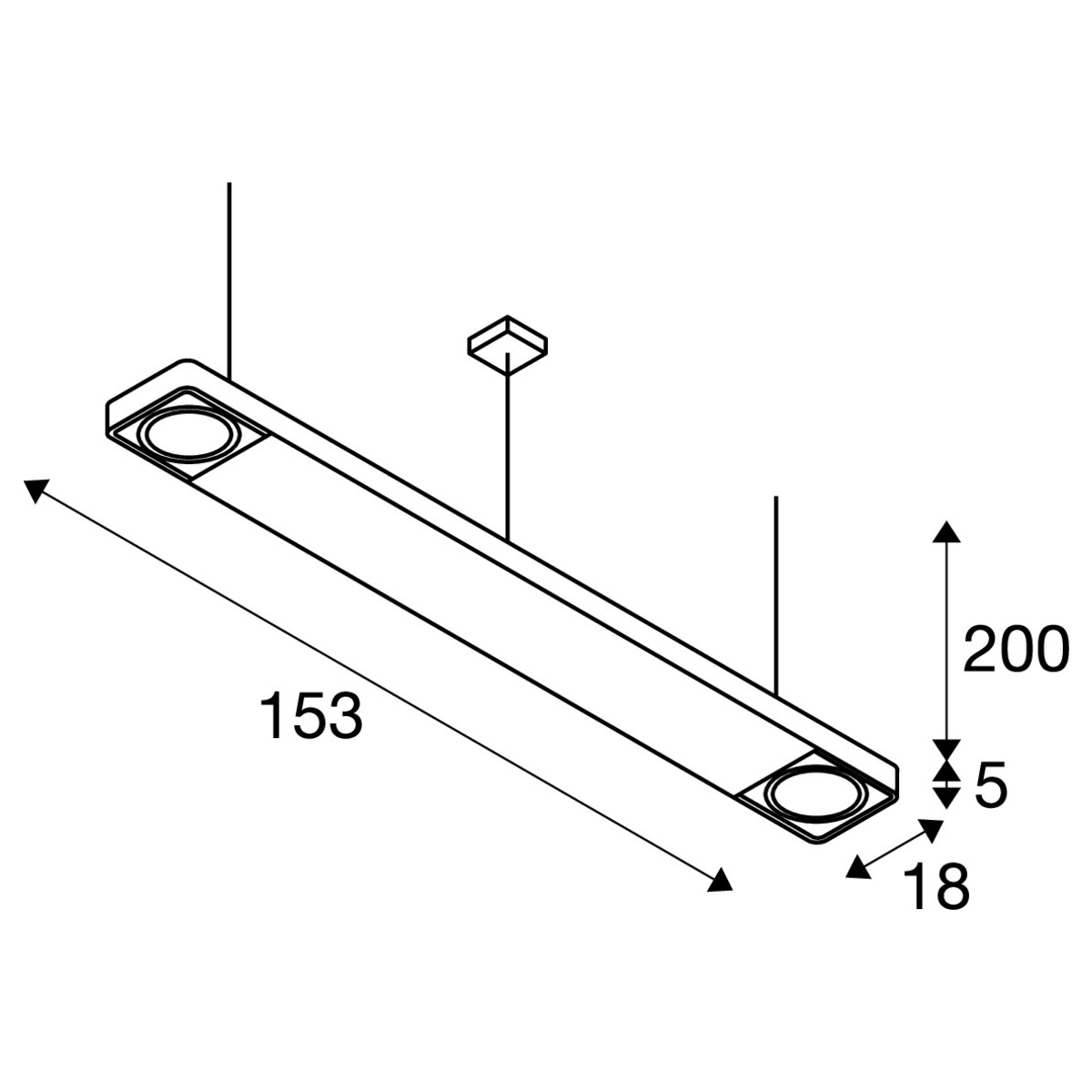 AIXLIGHT R2 OFFICE LED LONG, Pendelleuchte, weiss, LED + 2xQPAR111, max. 75W, 153cm
