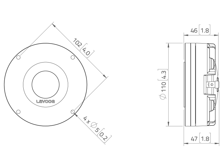 LAVOCE DN14.25T 1,4 Zoll Kompressionstreiber, Neodym LAVOCE DN14.25T 1,4 Zoll Kompressionstreiber, Neodym