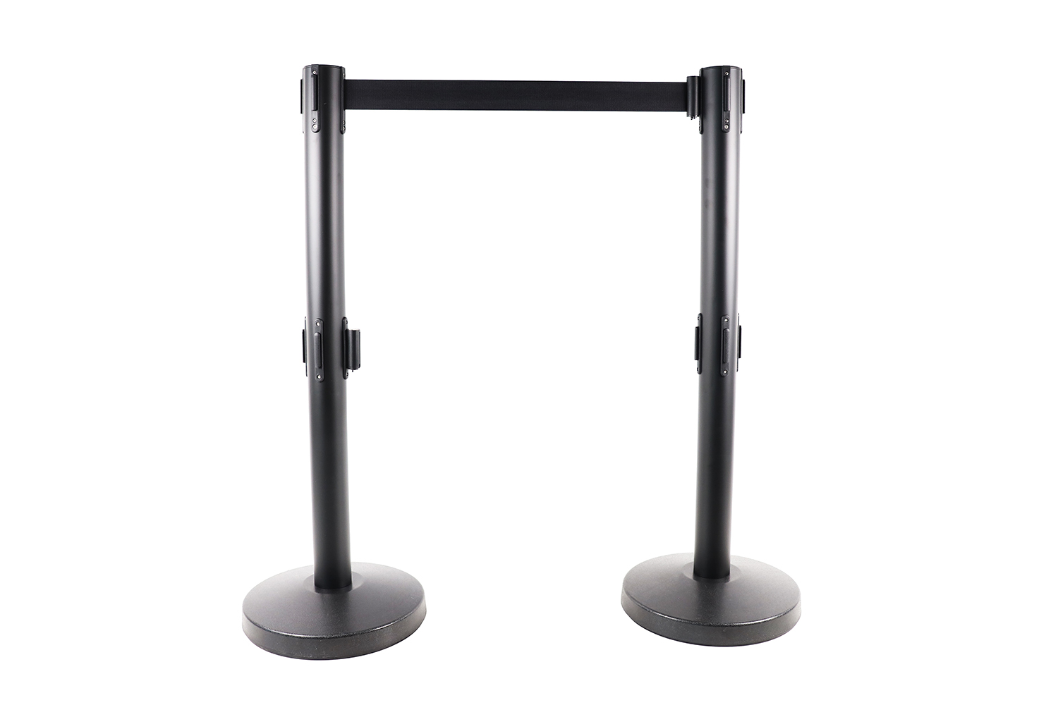 Absperrpfosten mit 2x Gurtband Schwarz - Set of 2