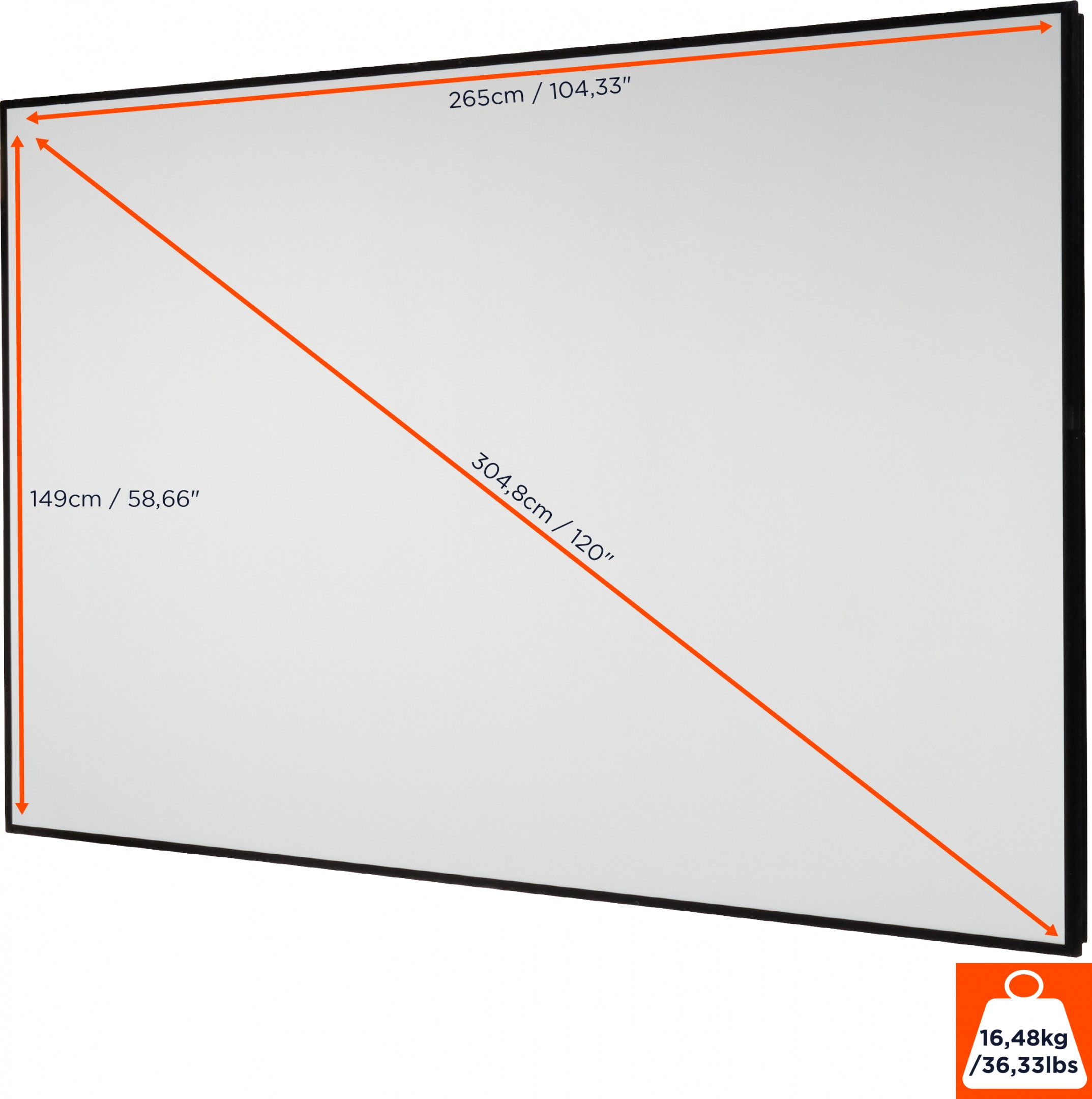 celexon HomeCinema Hochkontrastleinwand Frame 265 x 149 cm, 120" - Dynamic Slate ALR