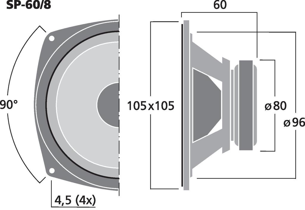 MONACOR SP-60/4 Hi-Fi-Tiefmitteltöner, 30 W, 4 Ω