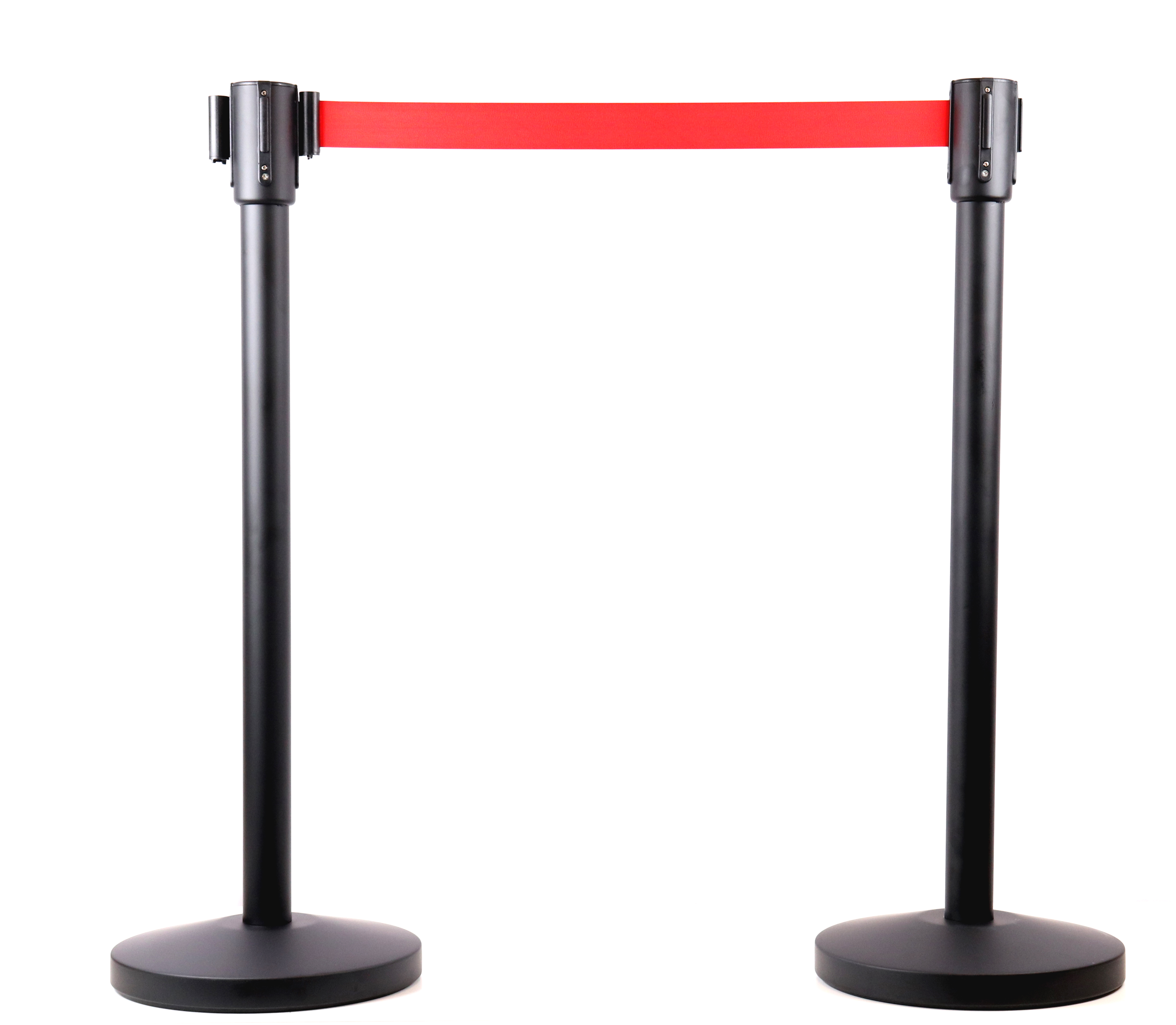 Absperrpfosten schwarz mit 2m Gurtband ROT