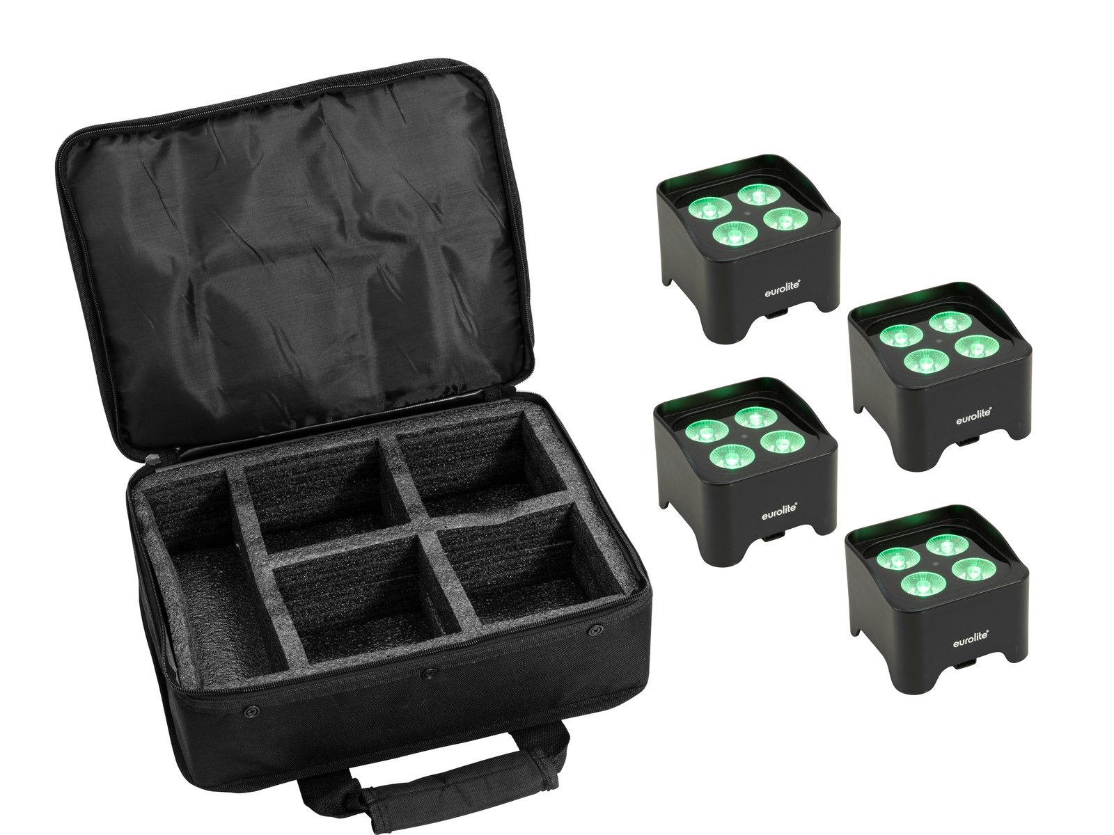 EUROLITE Set 4x AKKU Mini UP-4 QCL Spot MK2 + Soft-bag EUROLITE Set 4x AKKU Mini UP-4 QCL Spot MK2 + Soft-bag