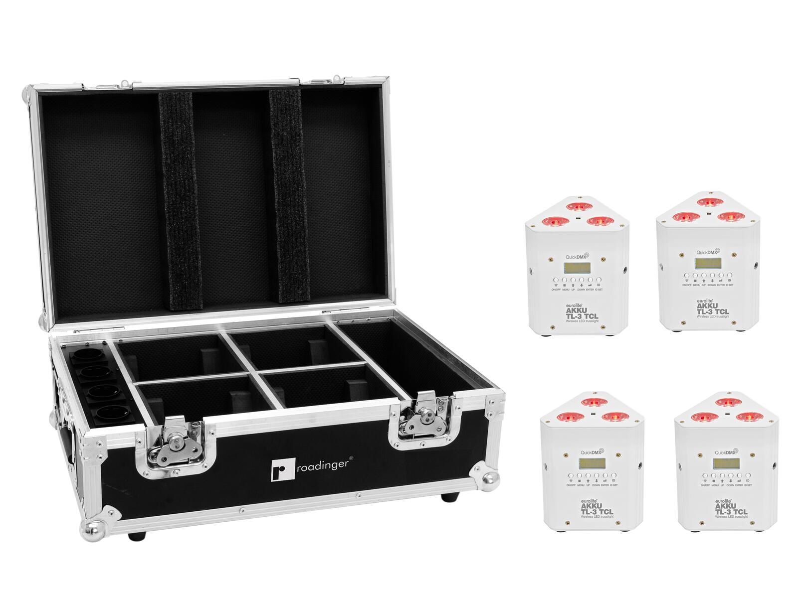 EUROLITE Set 4x AKKU TL-3 TCL weiß + Case mit Ladefunktion EUROLITE Set 4x AKKU TL-3 TCL weiß + Case mit Ladefunktion