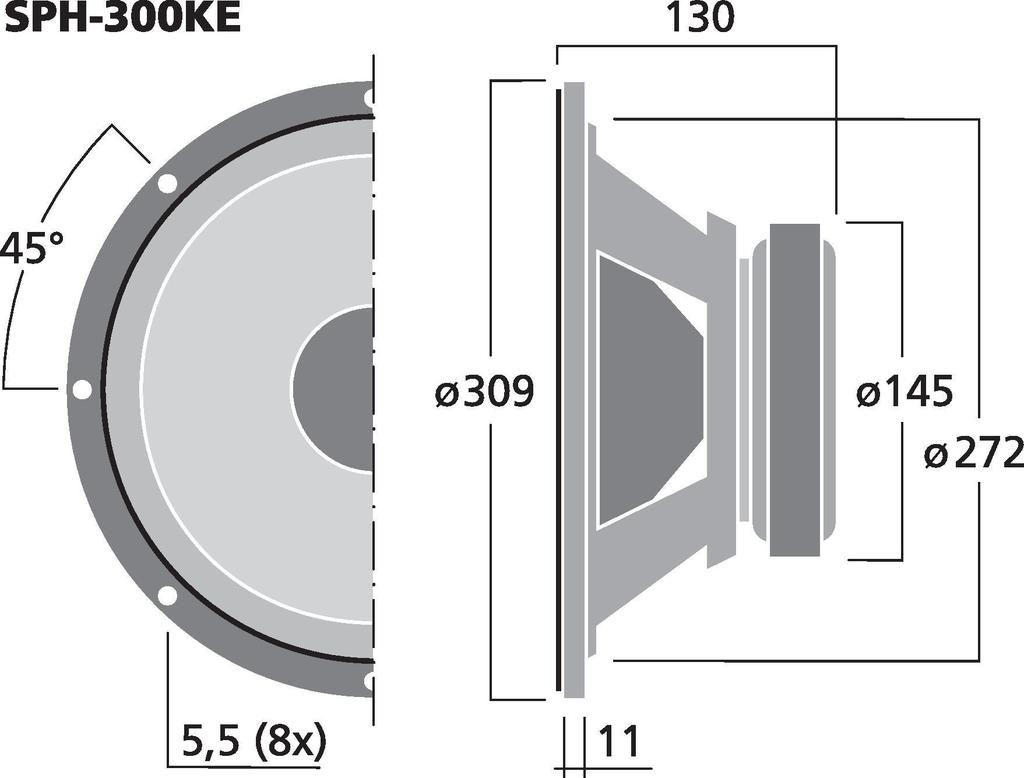 MONACOR SPH-300KE Top-Hi-Fi-Tieftöner, 120 W, 8 Ω