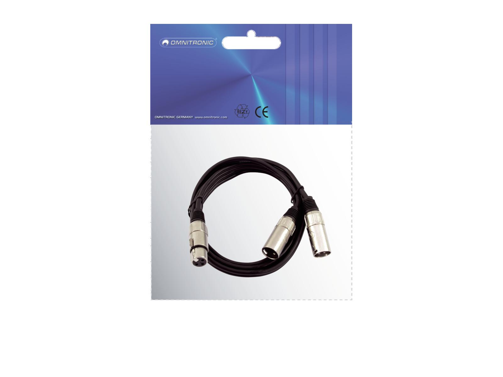 OMNITRONIC Adapterkabel XLR(F)/2xXLR(M) 3m sw OMNITRONIC Adapterkabel XLR(F)/2xXLR(M) 3m sw