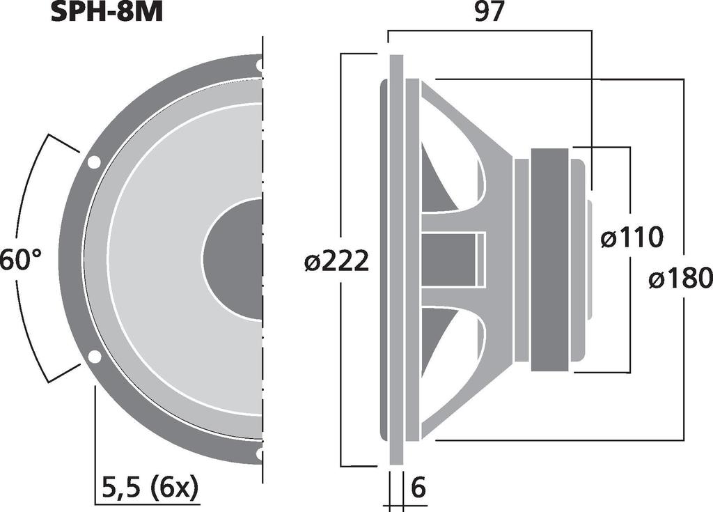 MONACOR SPH-8M Hi-Fi-Tieftöner, 100 W, 8 Ω