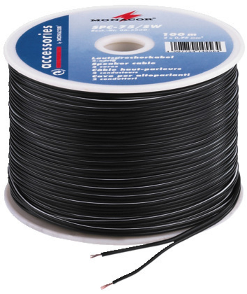 MONACOR SPC-75/SW Lautsprecherkabel, 2 x 0,75 mm2, 100 m, "STANDARD QUALITY"