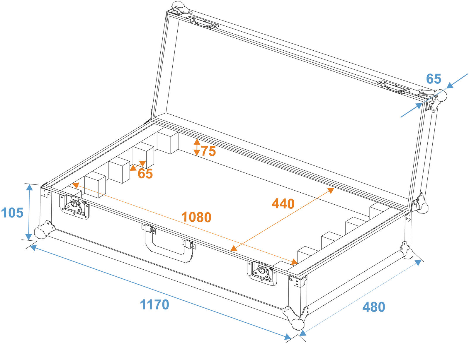 ROADINGER Flightcase EC-B252 4x LED BAR-252 RGB