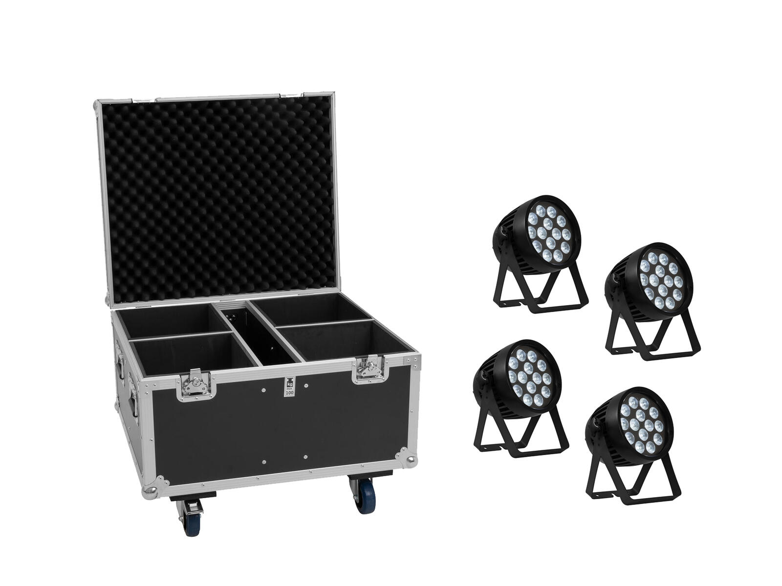 EUROLITE Set 4x AKKU IP PAR 14 HCL QuickDMX + Flightcase EUROLITE Set 4x AKKU IP PAR 14 HCL QuickDMX + Flightcase