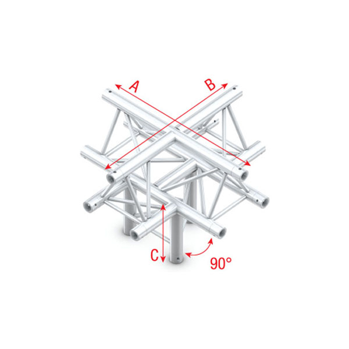 Milos Deco-22 Triangle truss - Cross + down 5-way - apex up ACM52 - 90° corner