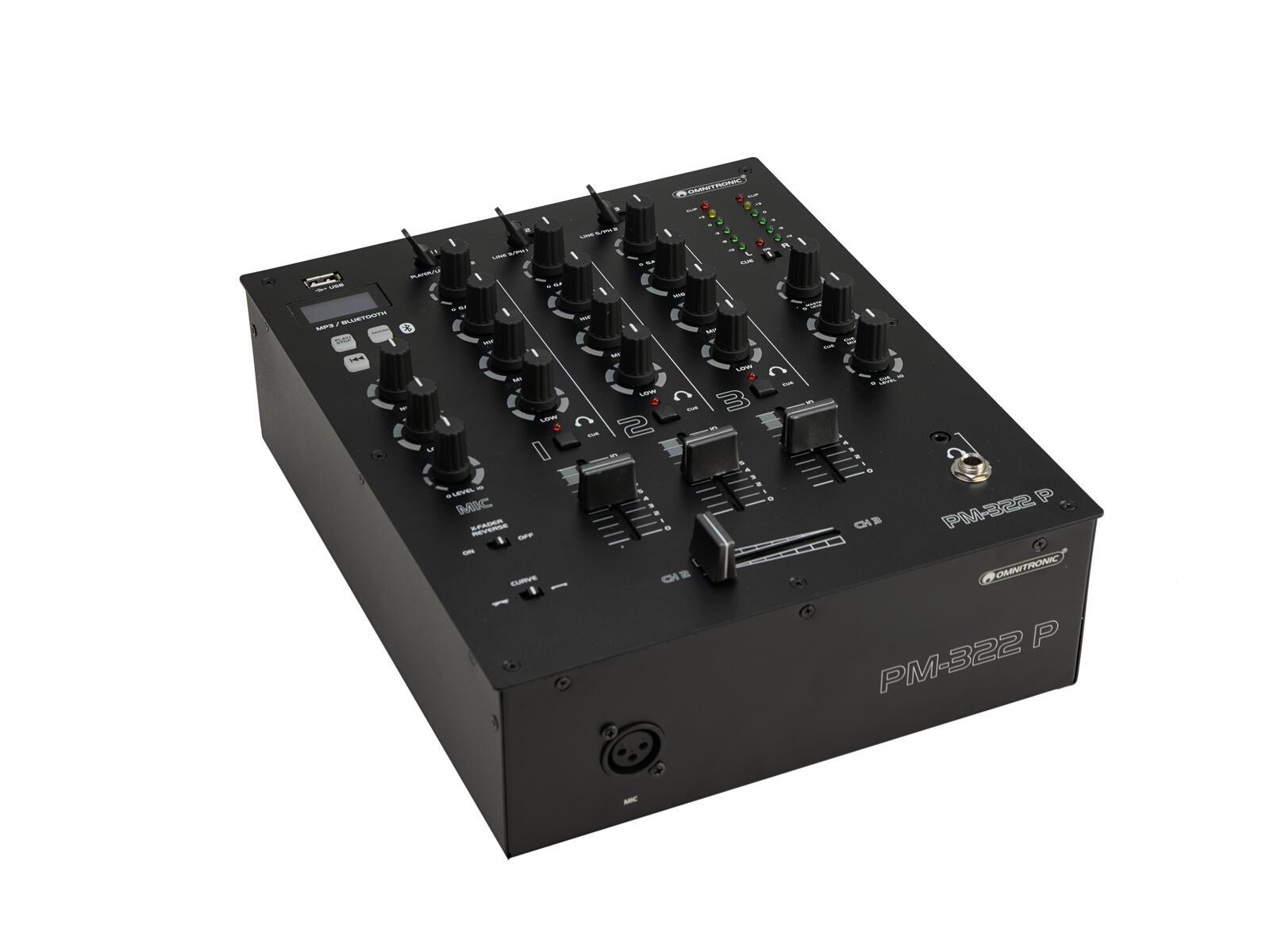 OMNITRONIC PM-322P 3-Kanal-DJ-Mixer mit Bluetooth und USB-Player OMNITRONIC PM-322P 3-Kanal-DJ-Mixer mit Bluetooth und USB-Player