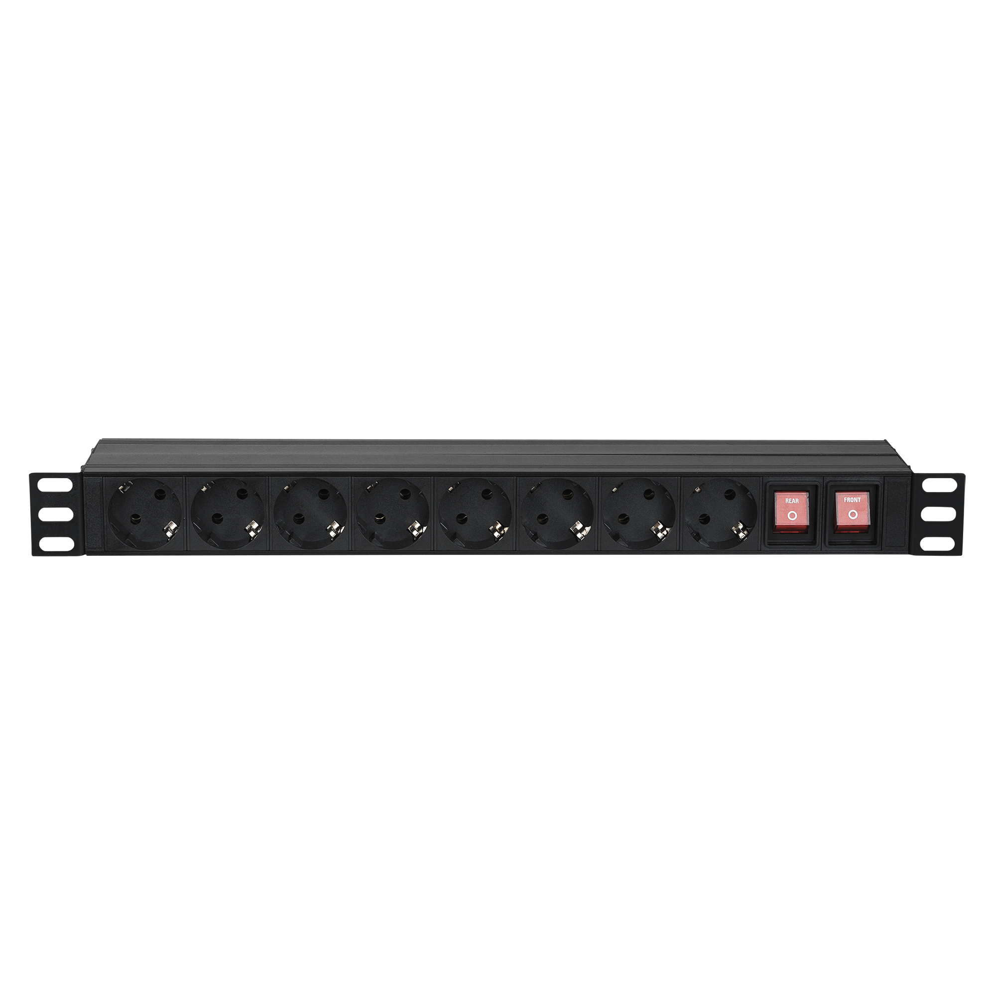 SHOWGEAR 19" 1U Main Power Strip 16 Front and back control Steuerung auf der Vorder- und Rückseite