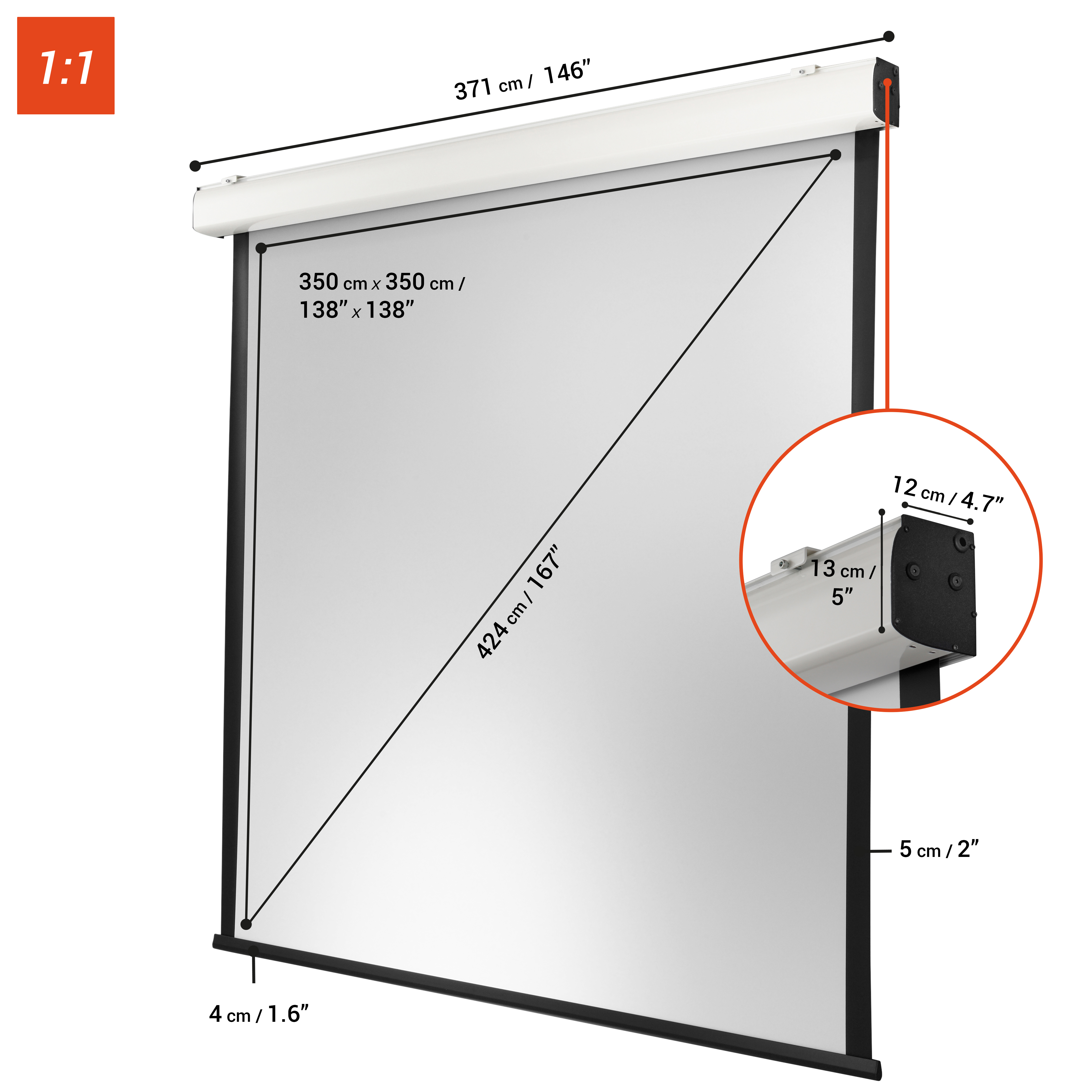 celexon Leinwand Motor Expert XL 350 x 350 cm
